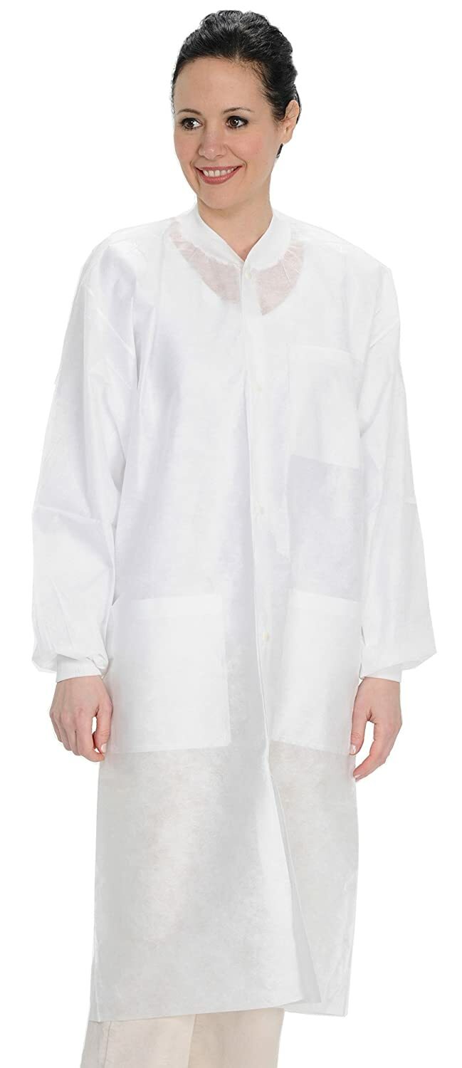 Dental Medical 10 Disposable Easy Breathe Lab Coat Knee Length ValuMax 3560