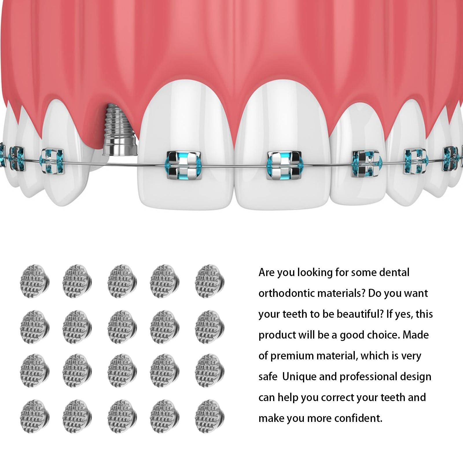 Healifty 30pcs Dental Orthodontic Lingual Buttons Bondable Round Base