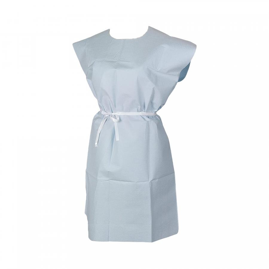 TIDI Patient Exam Gown Medium 30 X 42 Inch Blue Tissue Poly Blend 50 Ct, 910520