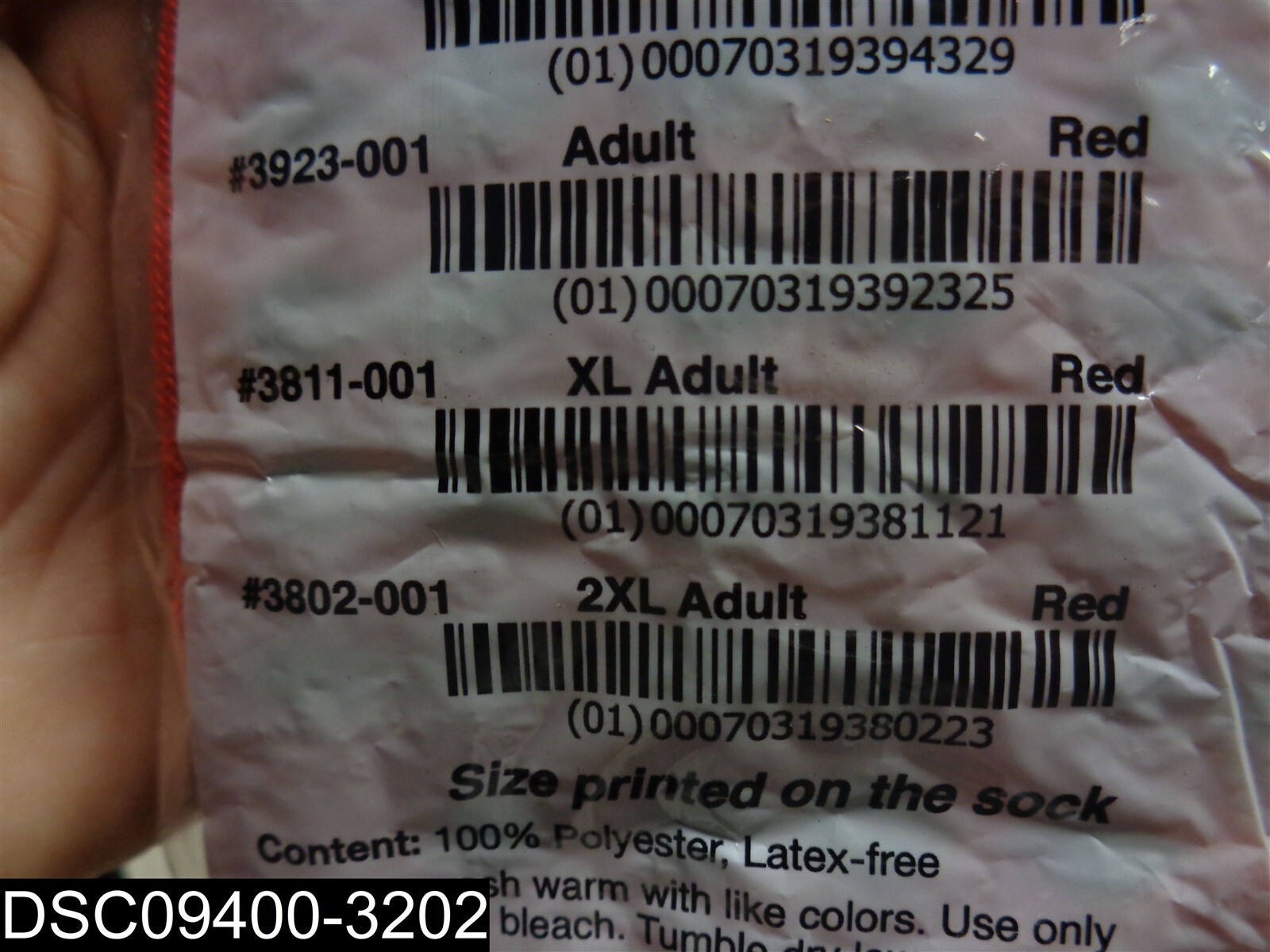 QTY=1 Box of 48 Pairs: 3811-001 Pillow Paws Size XL Red Adult Slipper Socks