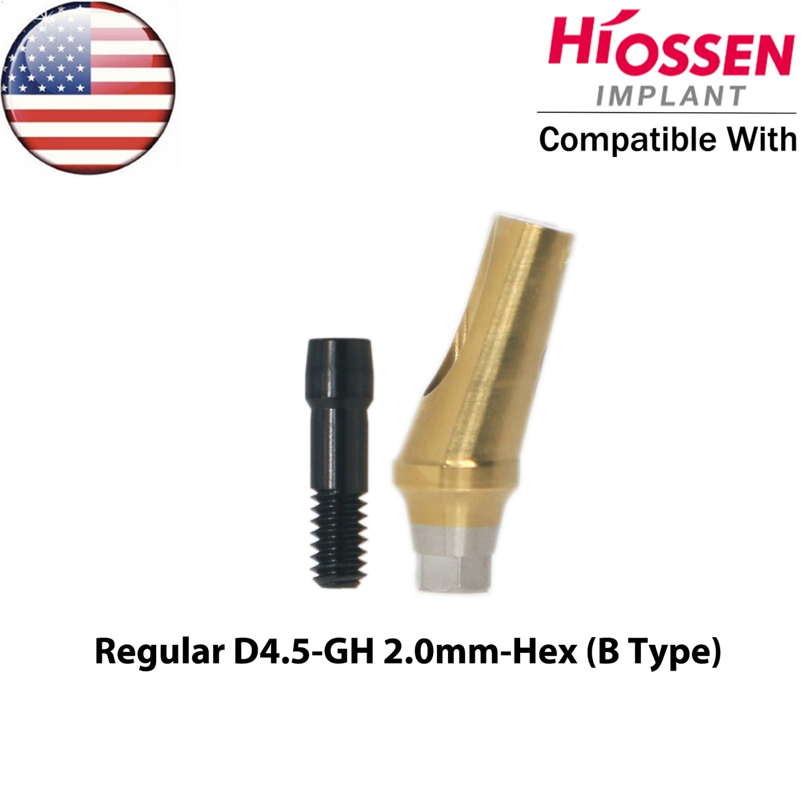 US Dental 17° Angled Anatomic Abutment Regular with Screws Fit Hiossen Osstem TS