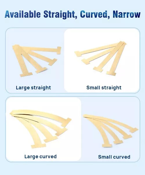100/Bag Dental T- Band Brass Straight Large Small Curved Matrix Bands 0.05mm