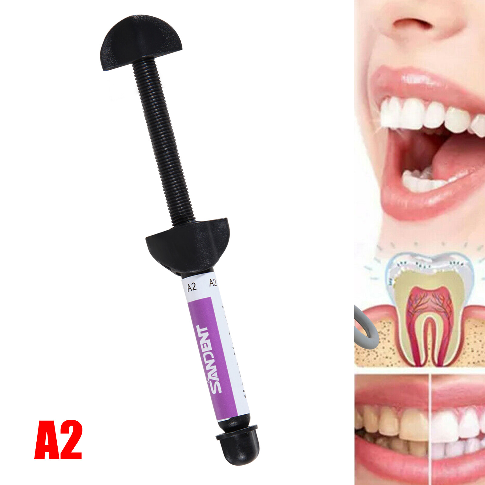 Light Cure Nano Hybrid Dental Resin Composite Syringe Shade A2 1 x 4.5 gram