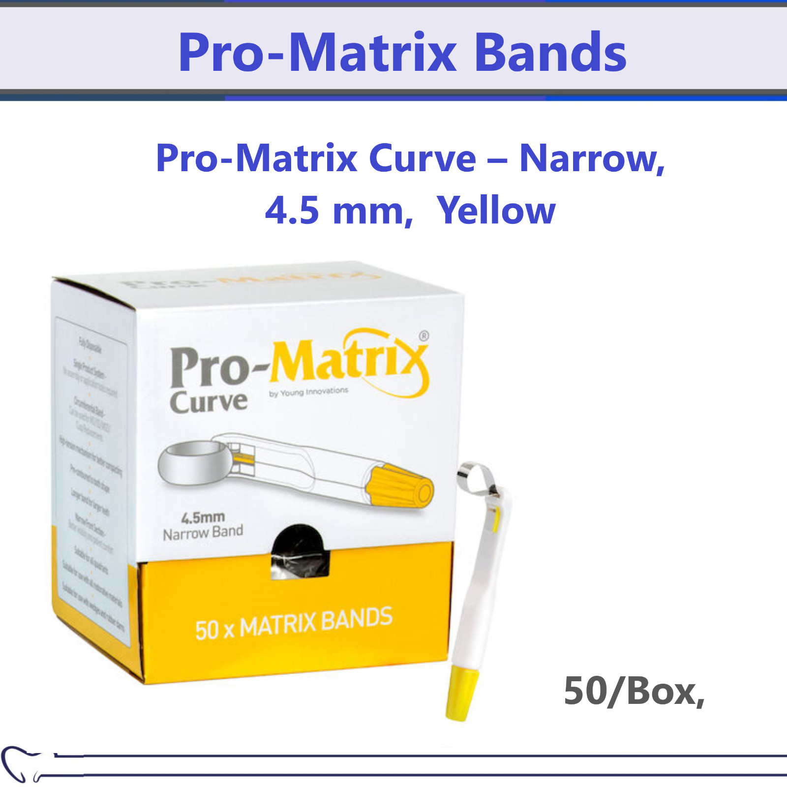 Dental Pro-Matrix Curved Matrix Band Stainless Steel Narrow 4.5 mm 50/Box 19001