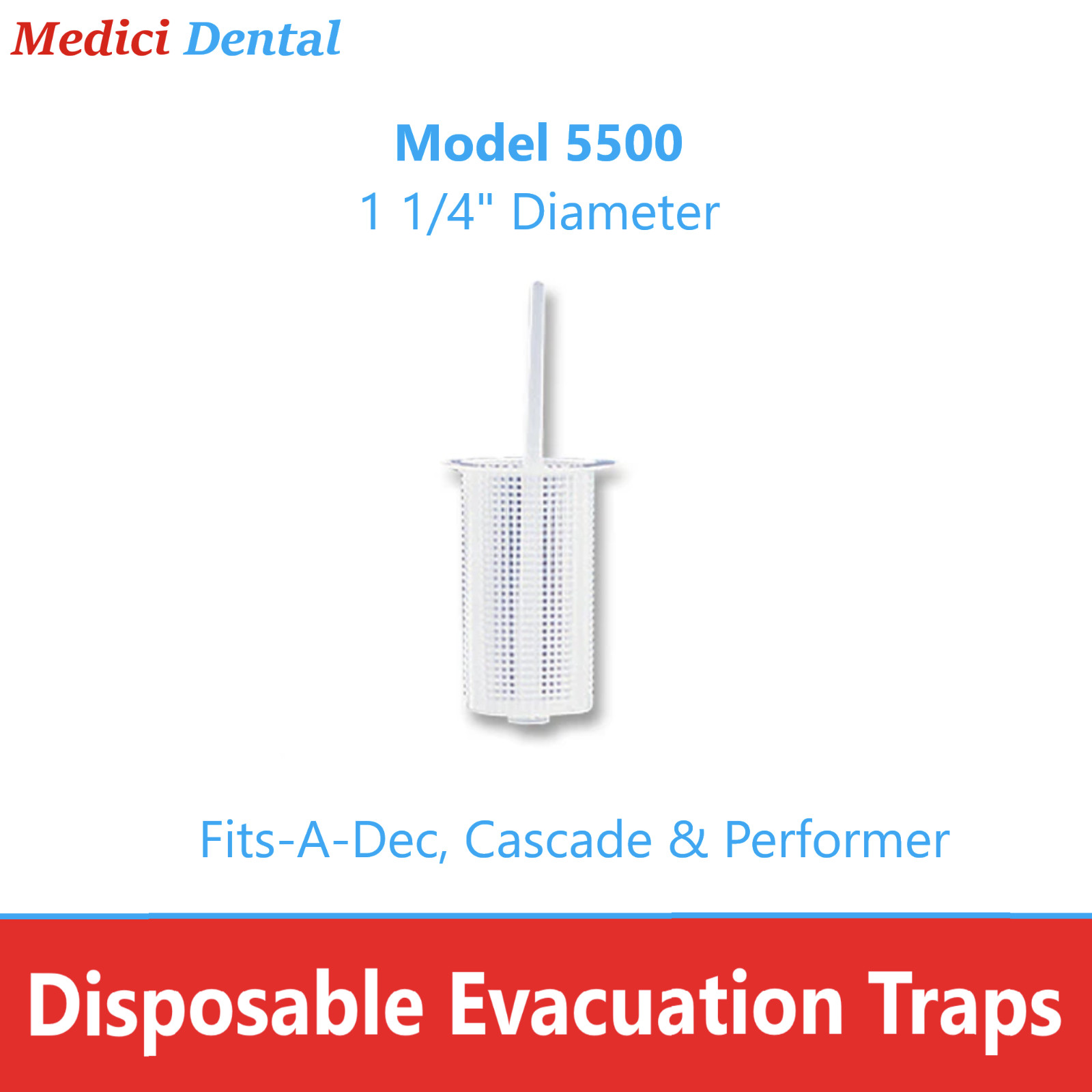 Dental Evacuation Traps 5500 Dia. 1 1/4″, Fits A-Dec, Cascade & Performer Trap