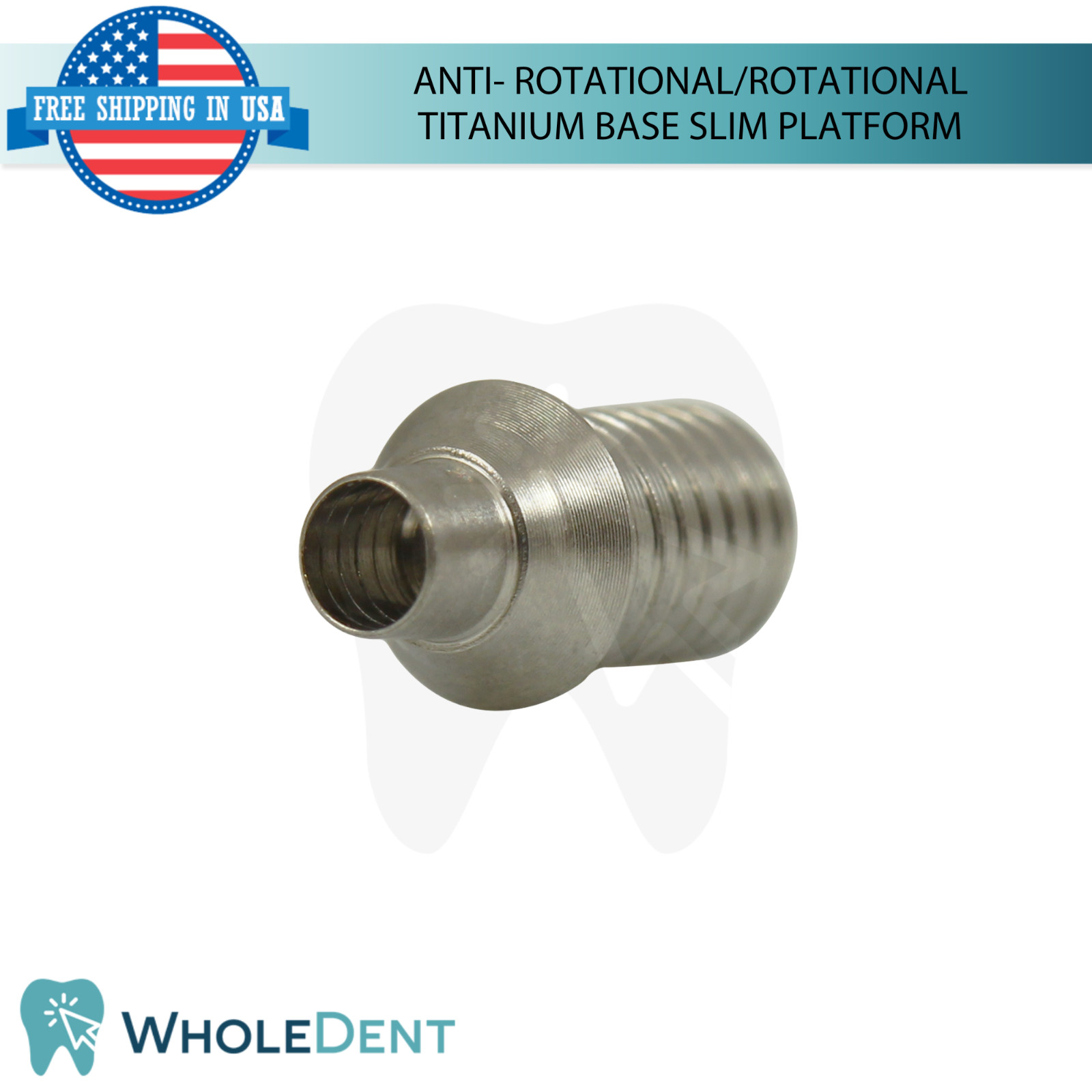 5x Dental Anti-Rotational / Rotational Titanium Base Slim Platform Int Hex 2mm