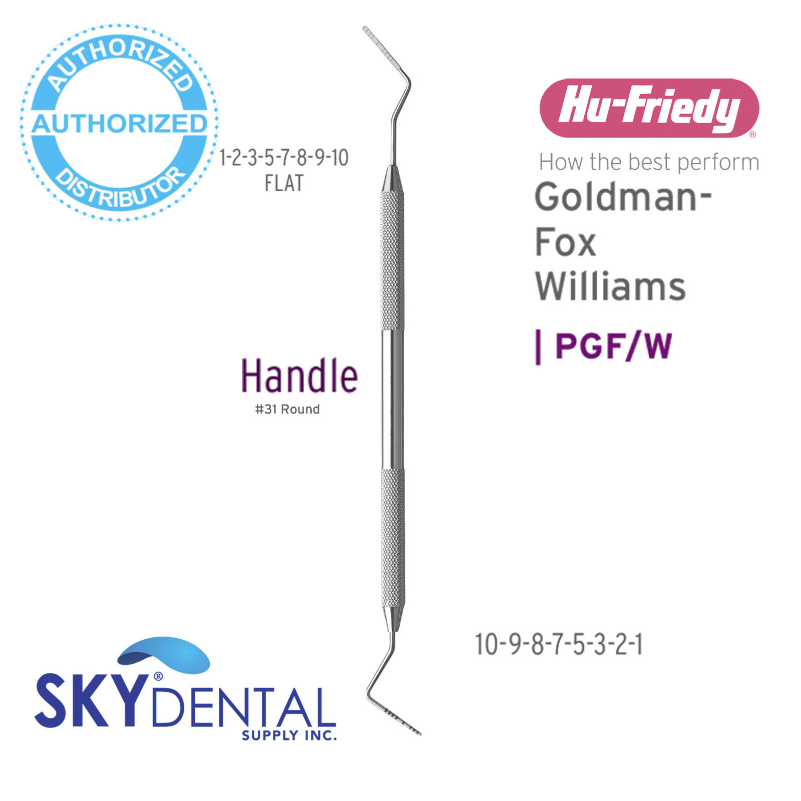 10x Hu-Friedy Goldman Fox Williams DOUBLE-ENDED Metal Probe PGF/W6, PGF/W PGF/W7
