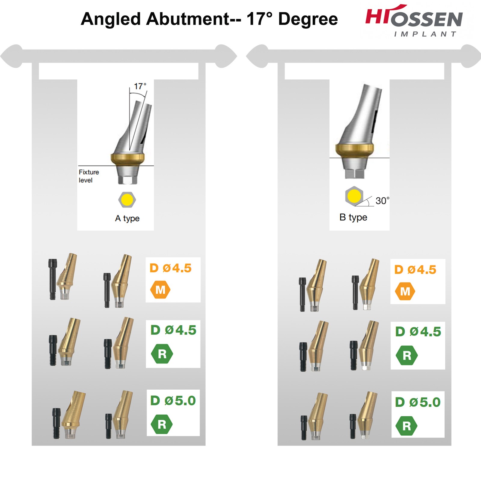 Hiossen Dental Locator/Healing/Straight Abutment/17° Angled Transfer Impression
