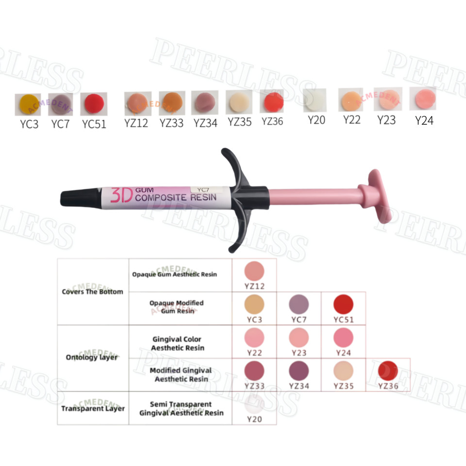 Gingiva Aesthetic Composite Resin Dental 3D Gum Pink Resin Syringe Adhesive Kit