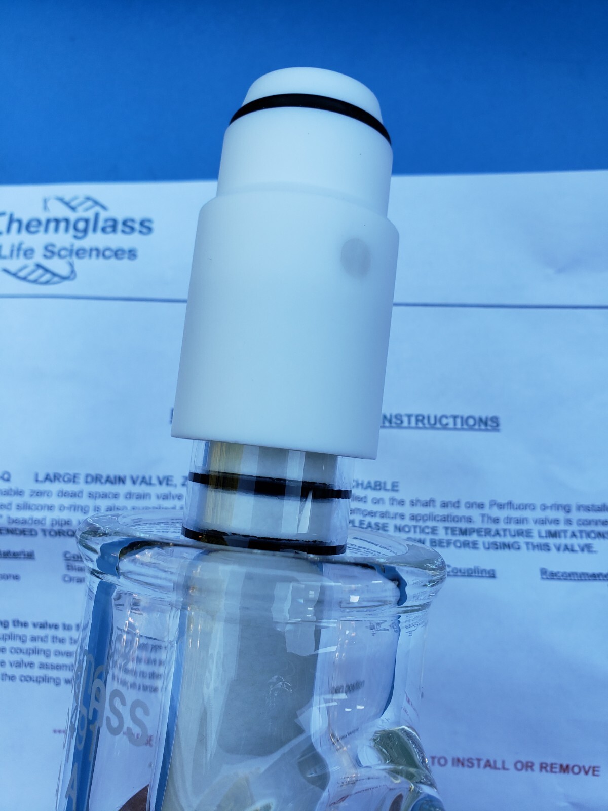 Chemglass Drain Valve Zero Dead Space CG-1968-Q-01