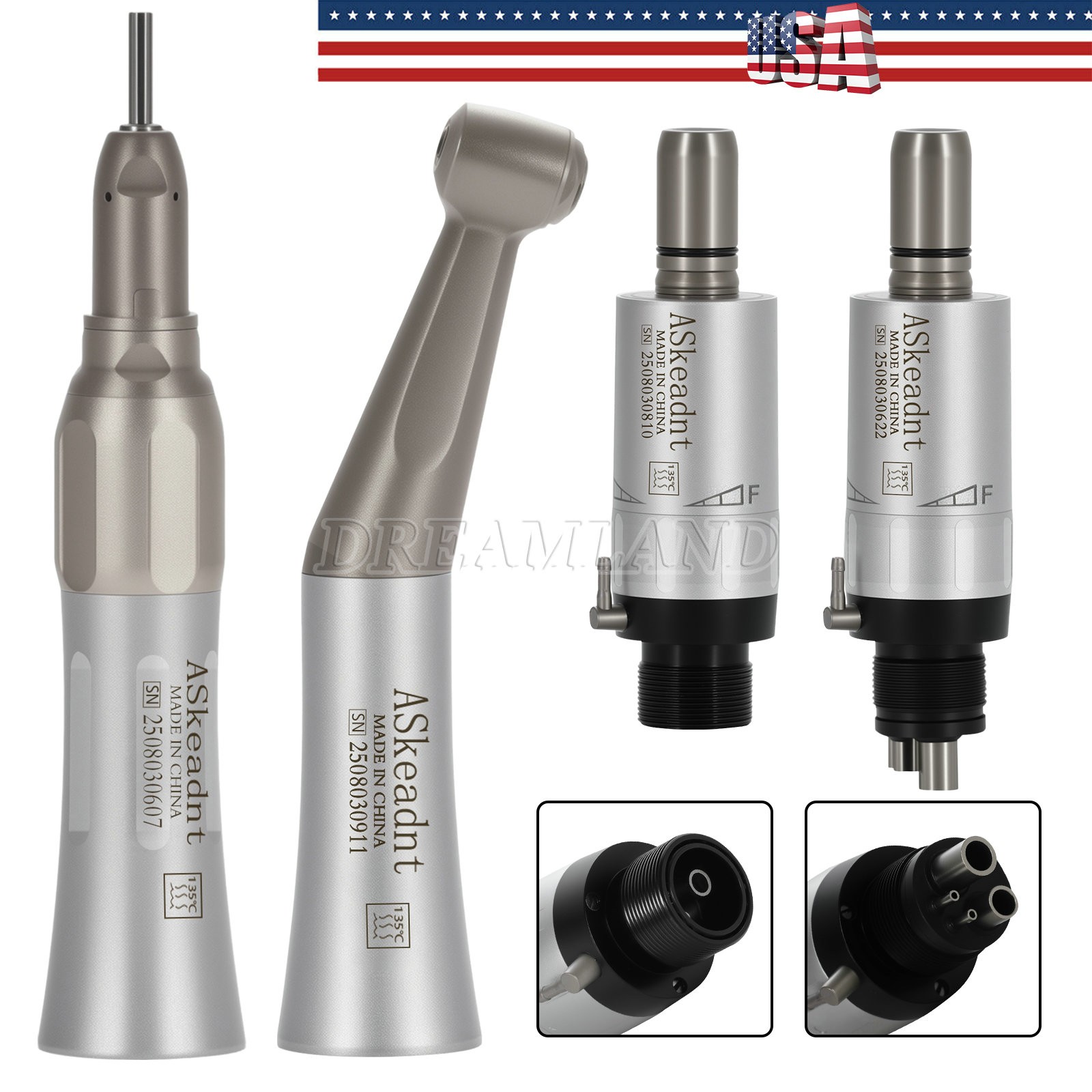DentalLow Speed Handpiece Straight Contra Angle Motor 4/2Holes/Hygiene Handpiece
