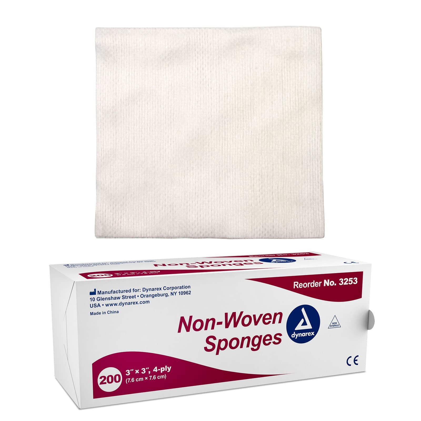 Dynarex Non-Woven Sponges, Non-Sterile, Gauze for Cleansing, 10 Pack