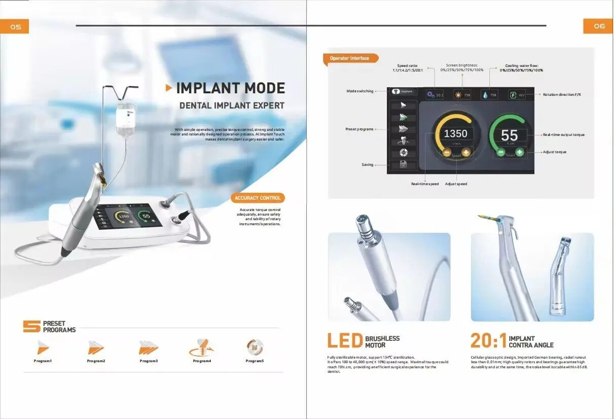 Dental Piezosurgery Unit Implant Motor 2 in 1 Bone Cutter Touch Screen