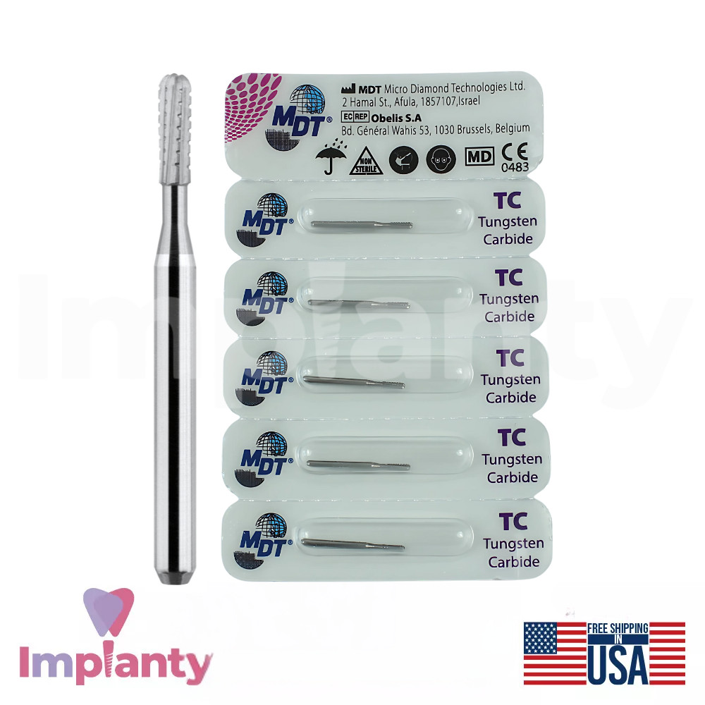 MDT Dental FG Carbide Domed Fissure Cross Cut Burs Contouring Tooth Surfaces
