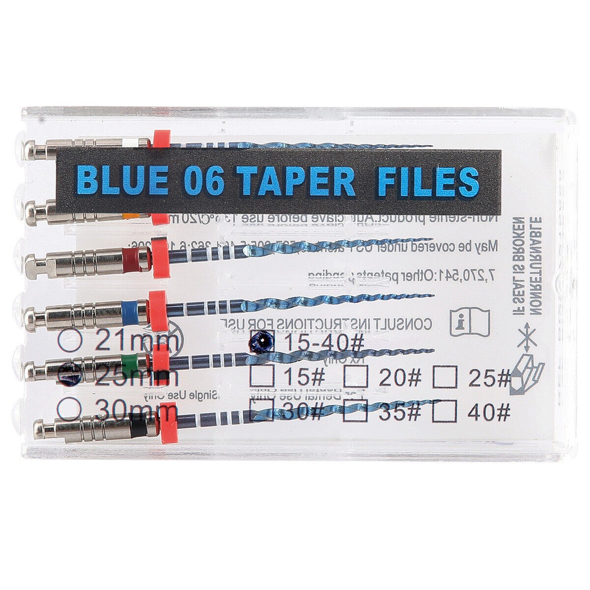 Dental Root Canal Endodontics Vortex Blue Rotary Files 04/06 Taper 21/25/31mm