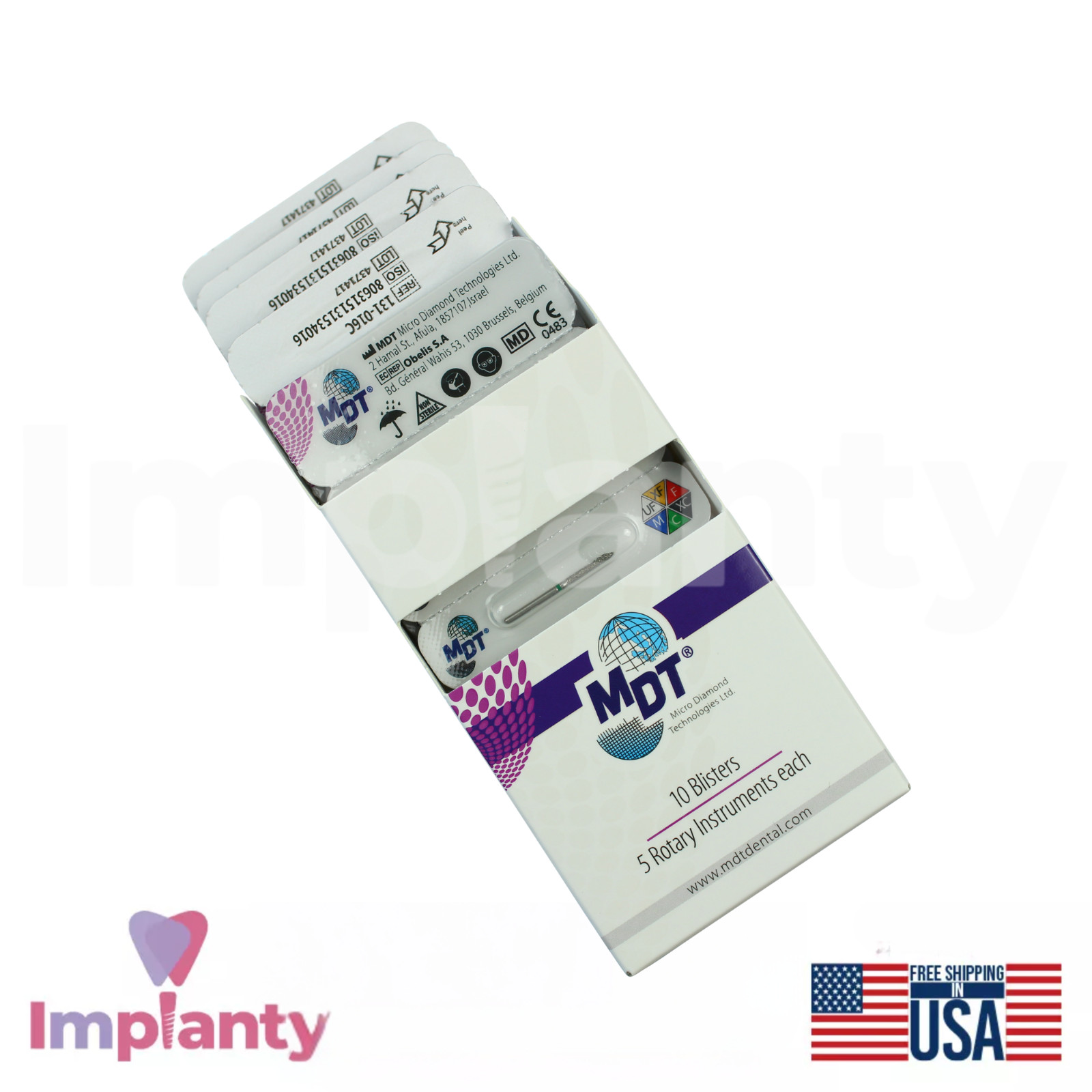 MDT Dental Short Beveled Cylinder FG Diamond Burs 131 Shaping Reducing Surfaces