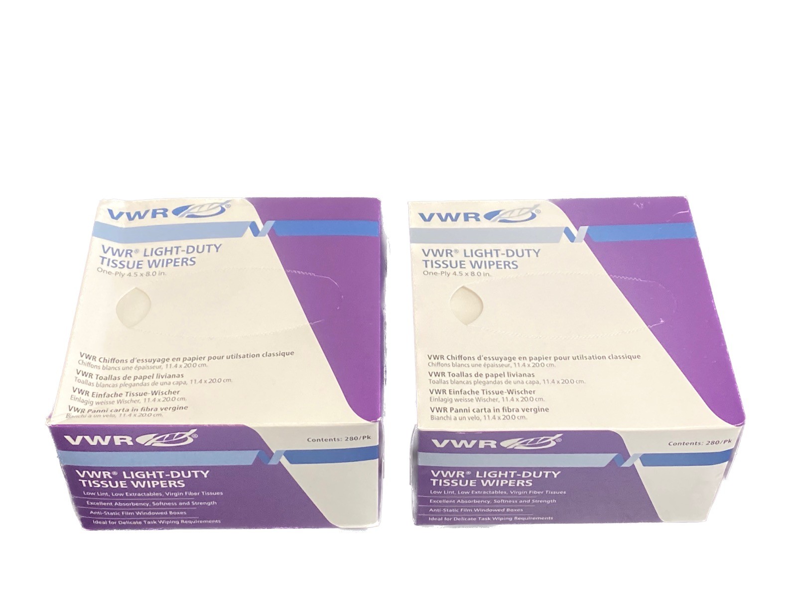 (560) AVANTOR VWR Light-Duty Fiber Tissue Wipers 4-1/2” x 8” 2x 280/Pk 82003-820