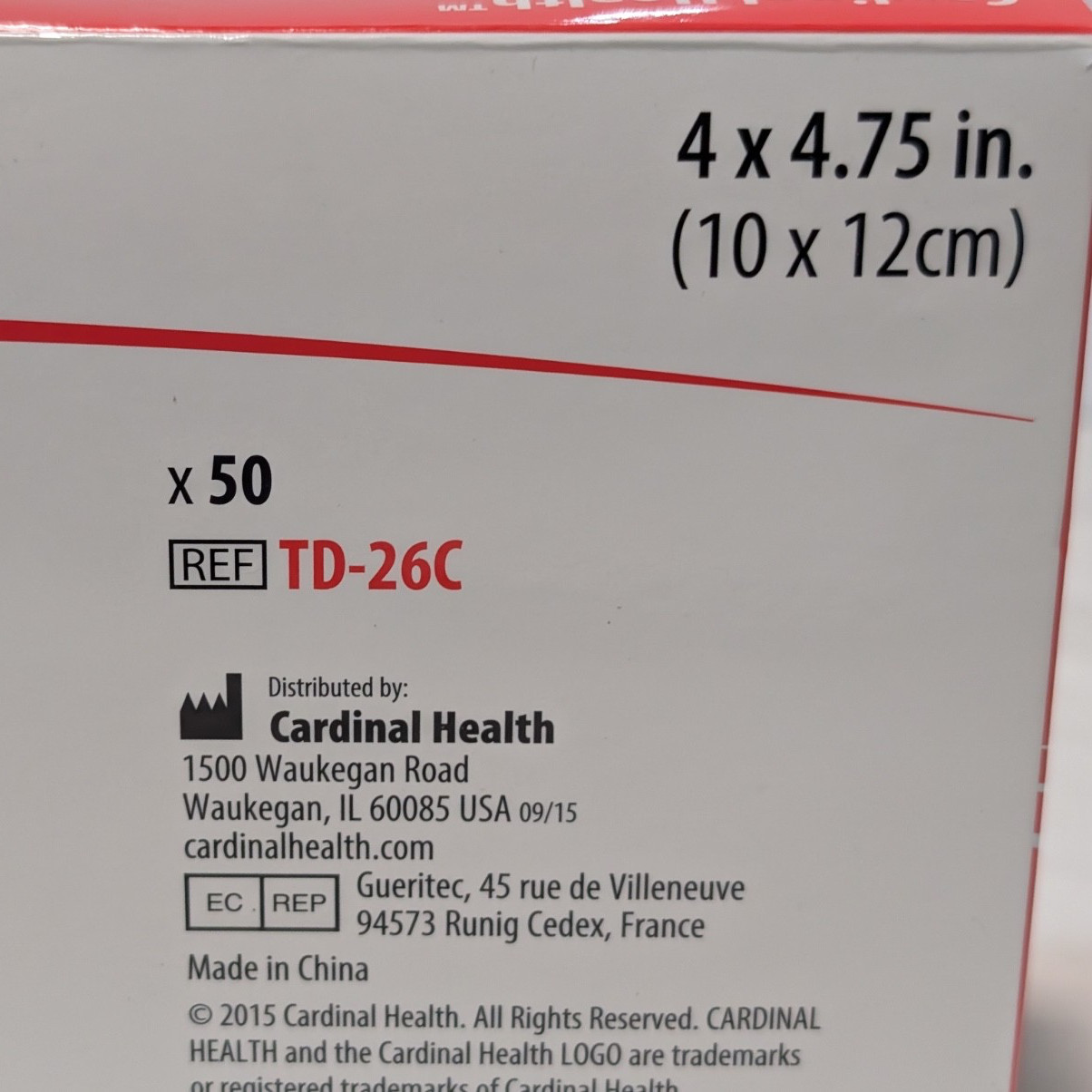 Lot of 50 Cardinal Health TD-26C Transparent Dressings 4″ x 4.75″ 50 Count Each