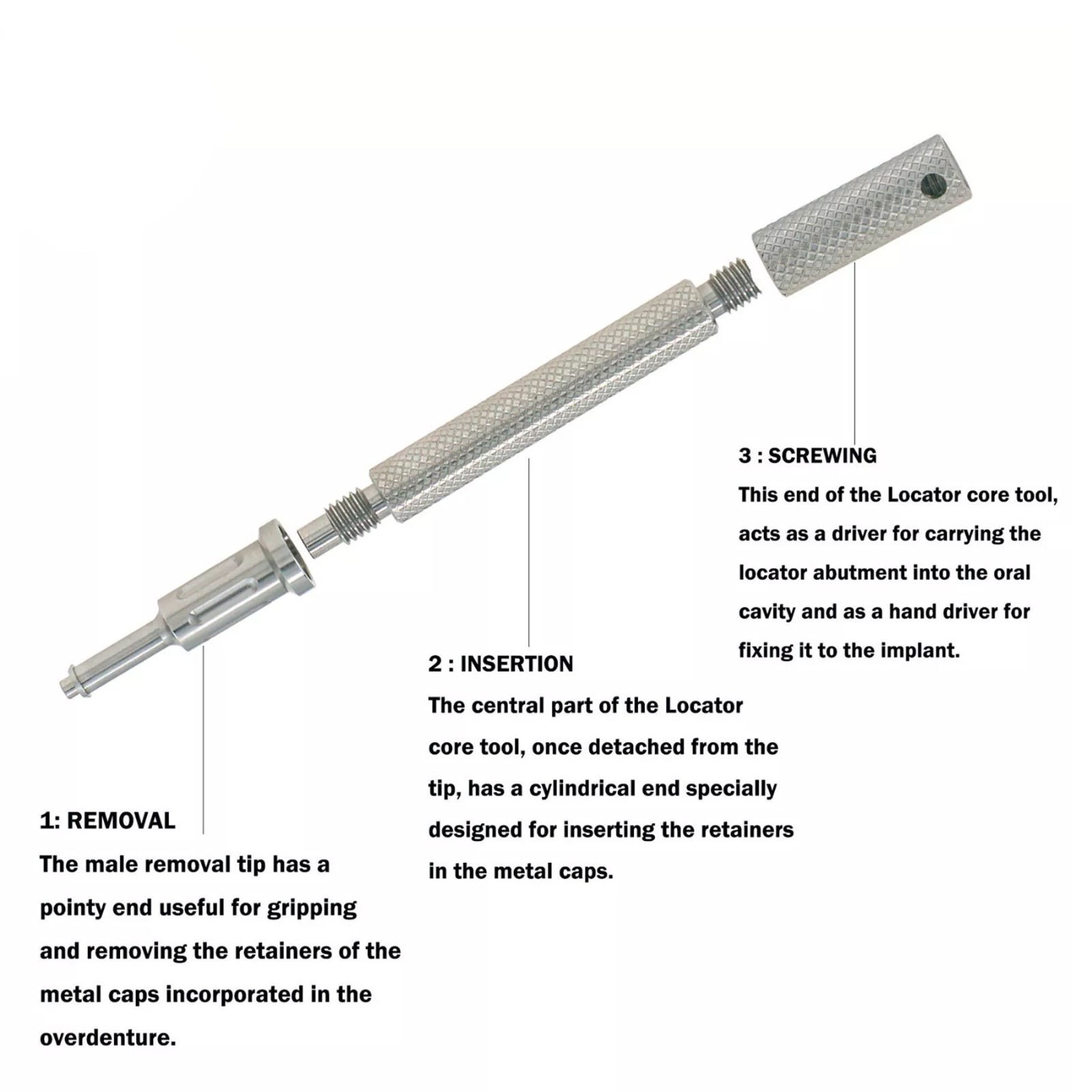 US Dental Overdenture Retention Caps Locator Core Tool Abutment Implant Inserts