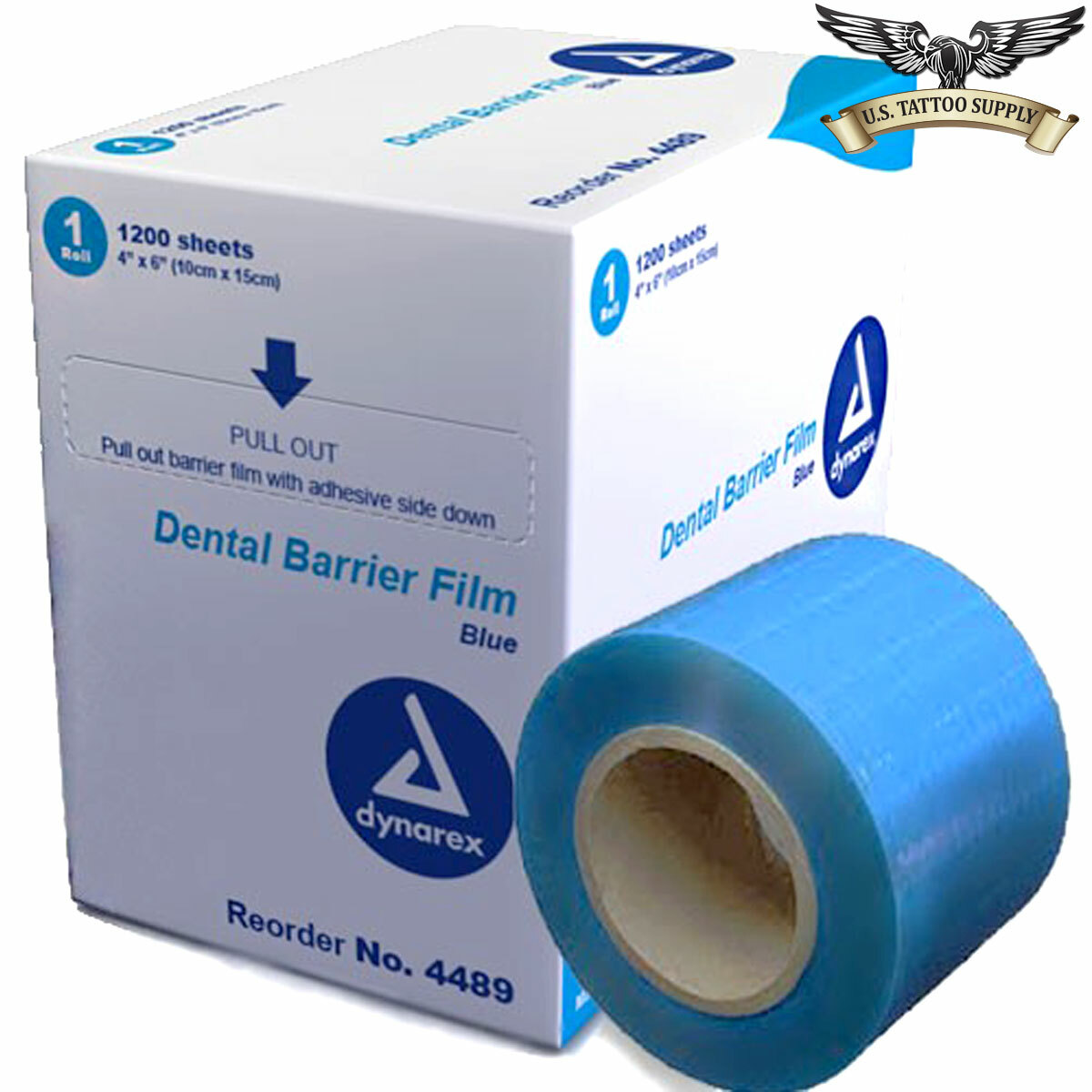 Medical, Tattoo Barrier Film Roll – Blue 1200 sheets/Roll 4″x6″ each sheet.