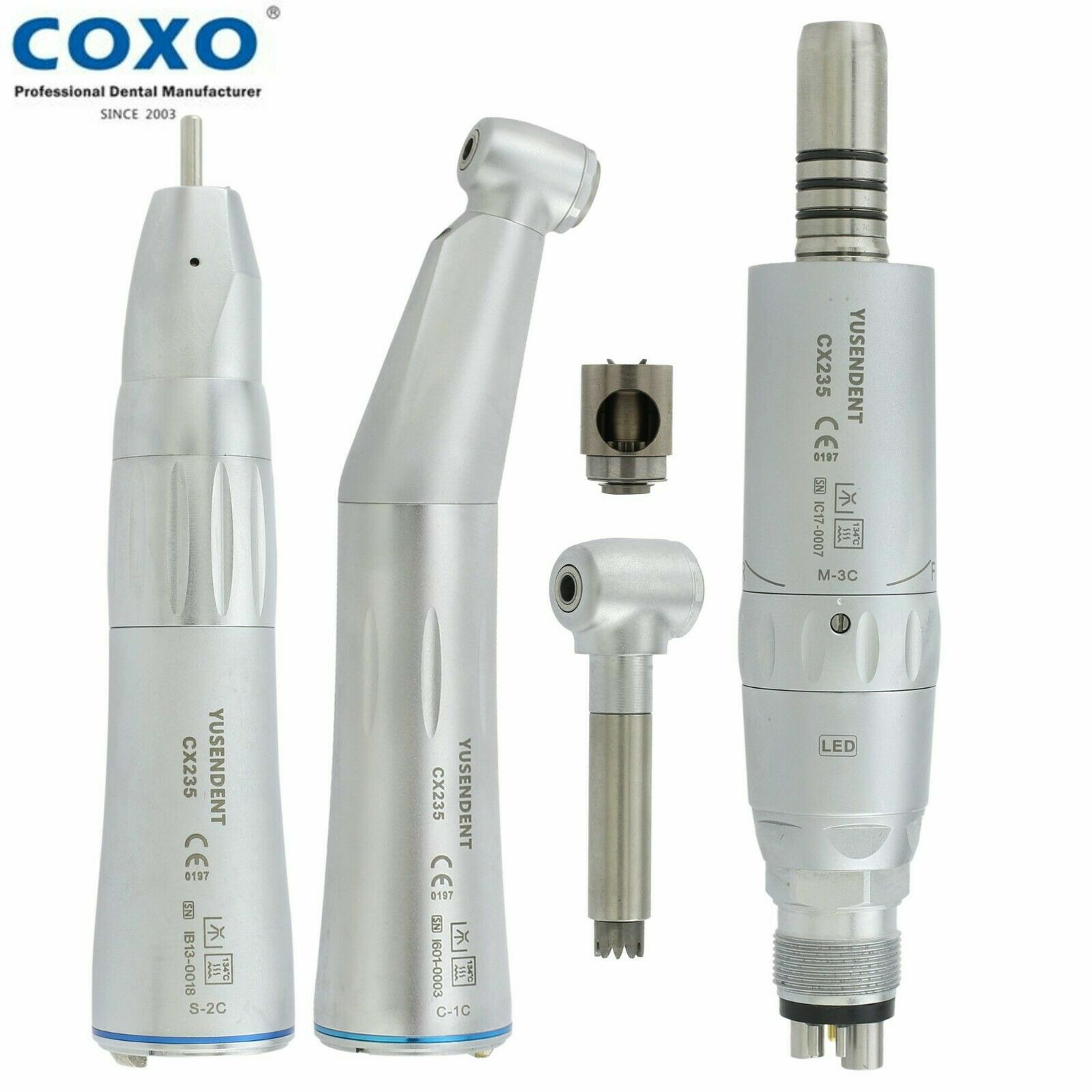 COXO Dental Fiber Optic LED Low Speed Contra Angle Air Motor Titanium Handpiece