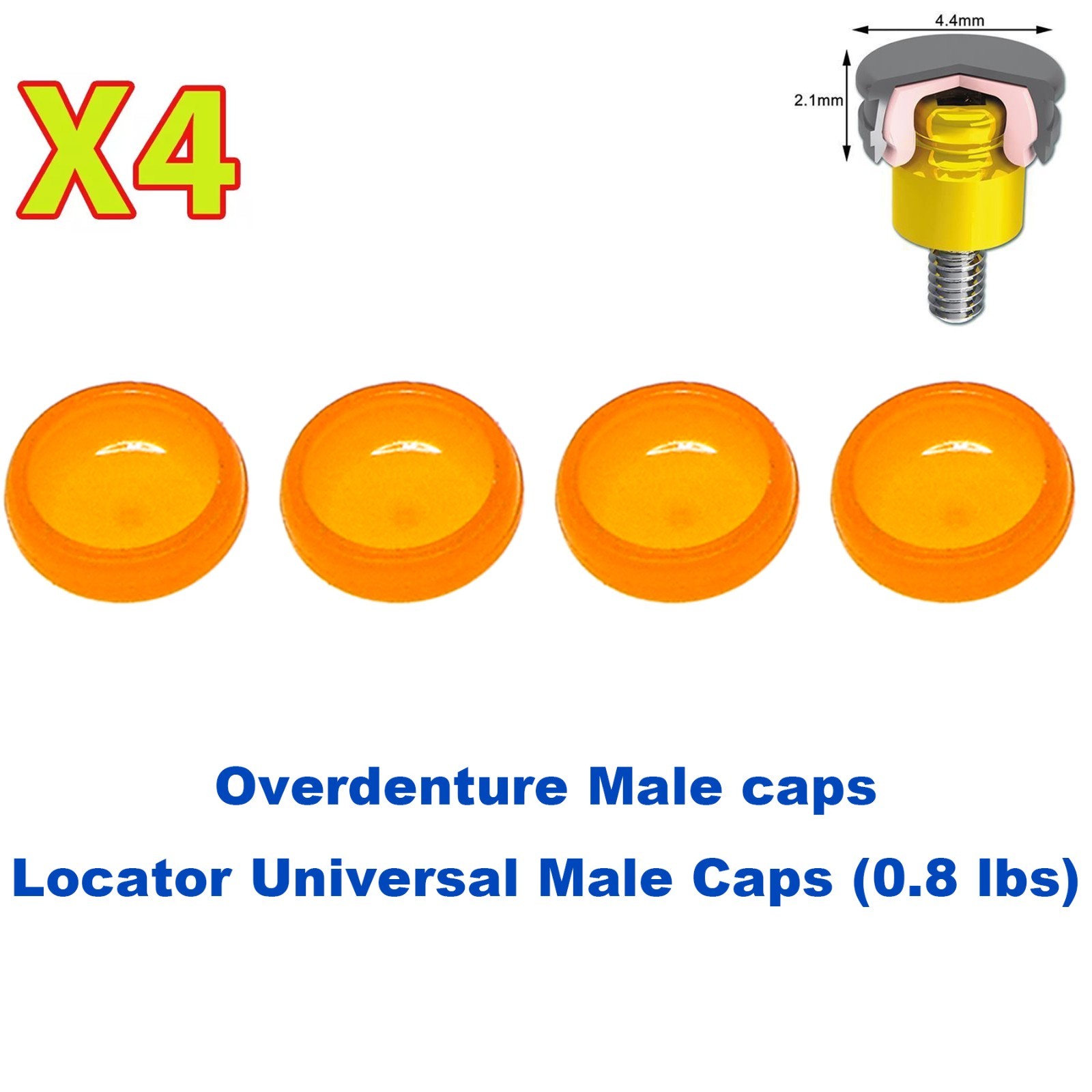 For MegaGen AnyRidge Locator Abutment GH 1-7mm & Overdenture Male Caps Removable
