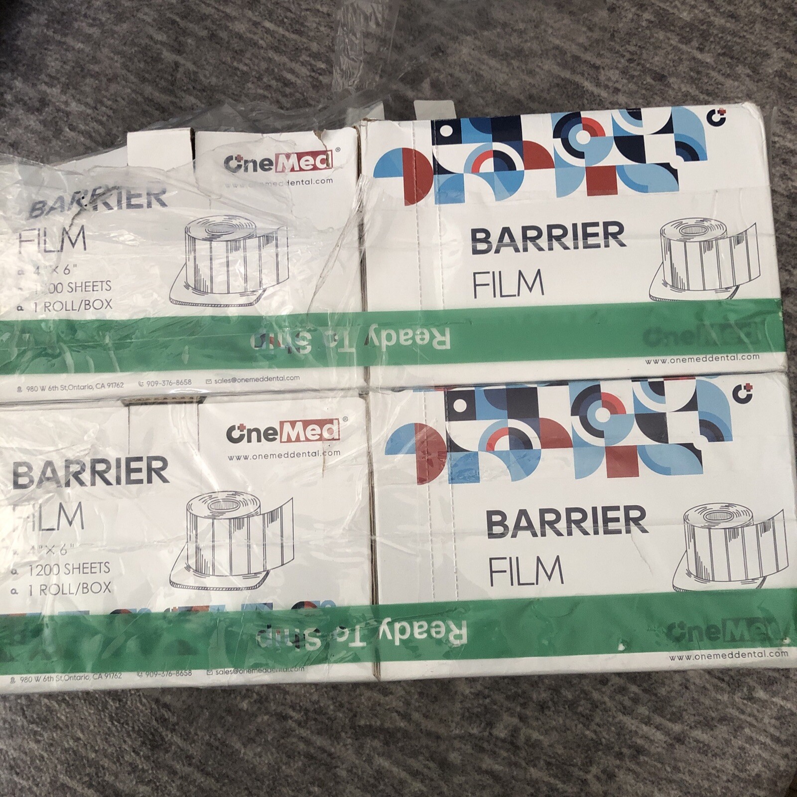 4 X OneMed Barrier Film Tape for Dental Tattoo Adhesive Roll,4″x6″, Blue