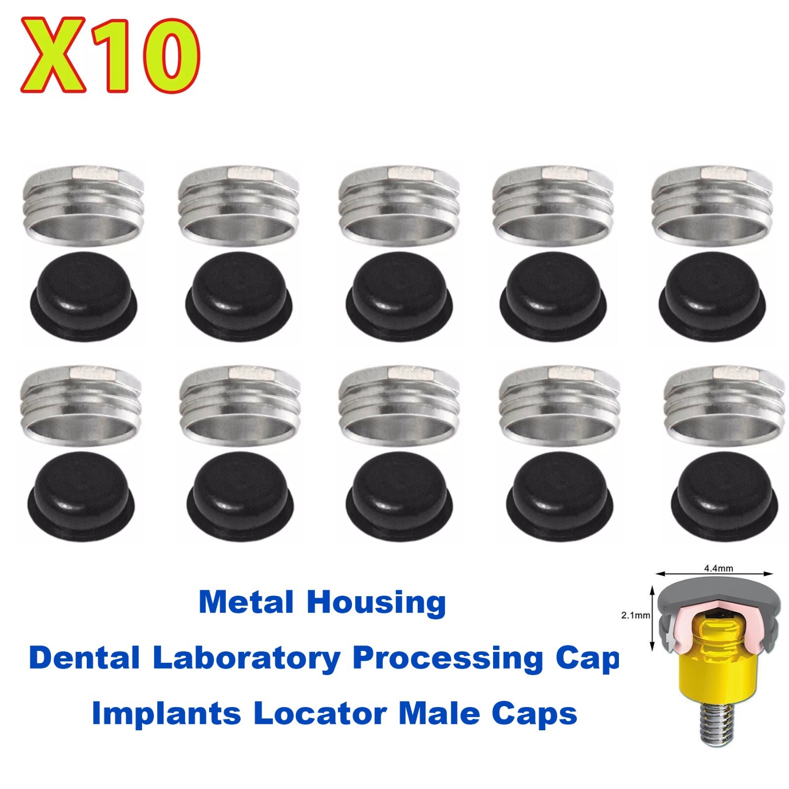 10Pcs Dental Locator Overdenture Abutments Retention Caps For Implant Inserts