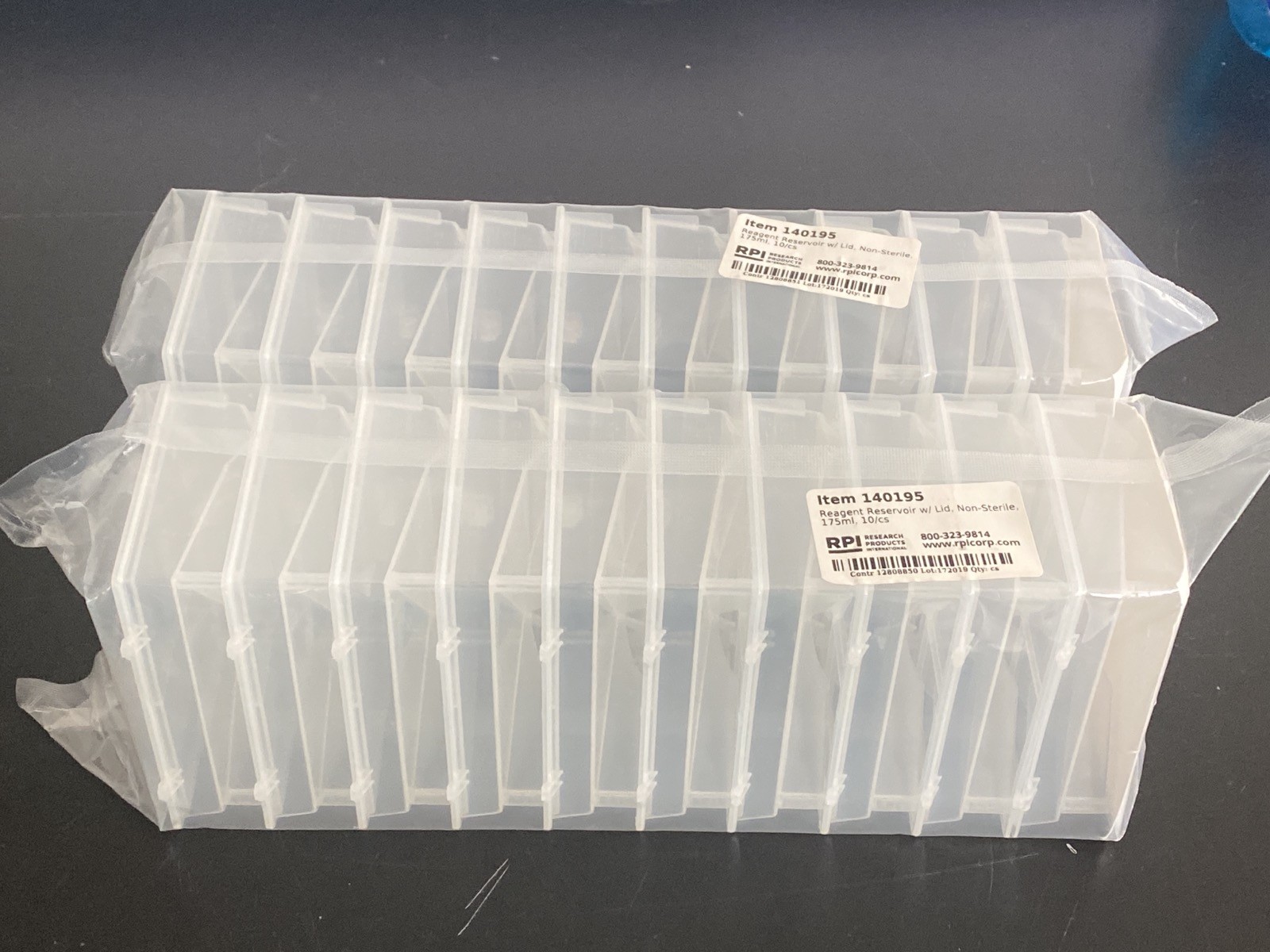 (20) RPI RESEARCH 175mL PP Graduated Reagent Reservoirs w/Lid Non-Sterile 140195