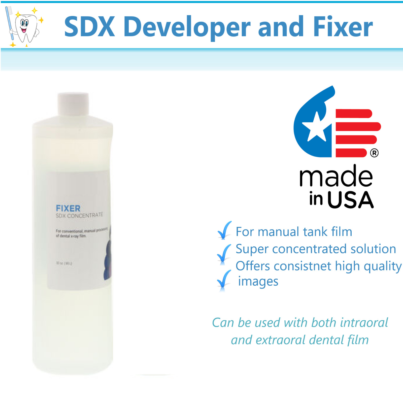 Dental SDX Developer and Fixer For Manual Tank film Concentrated Solution