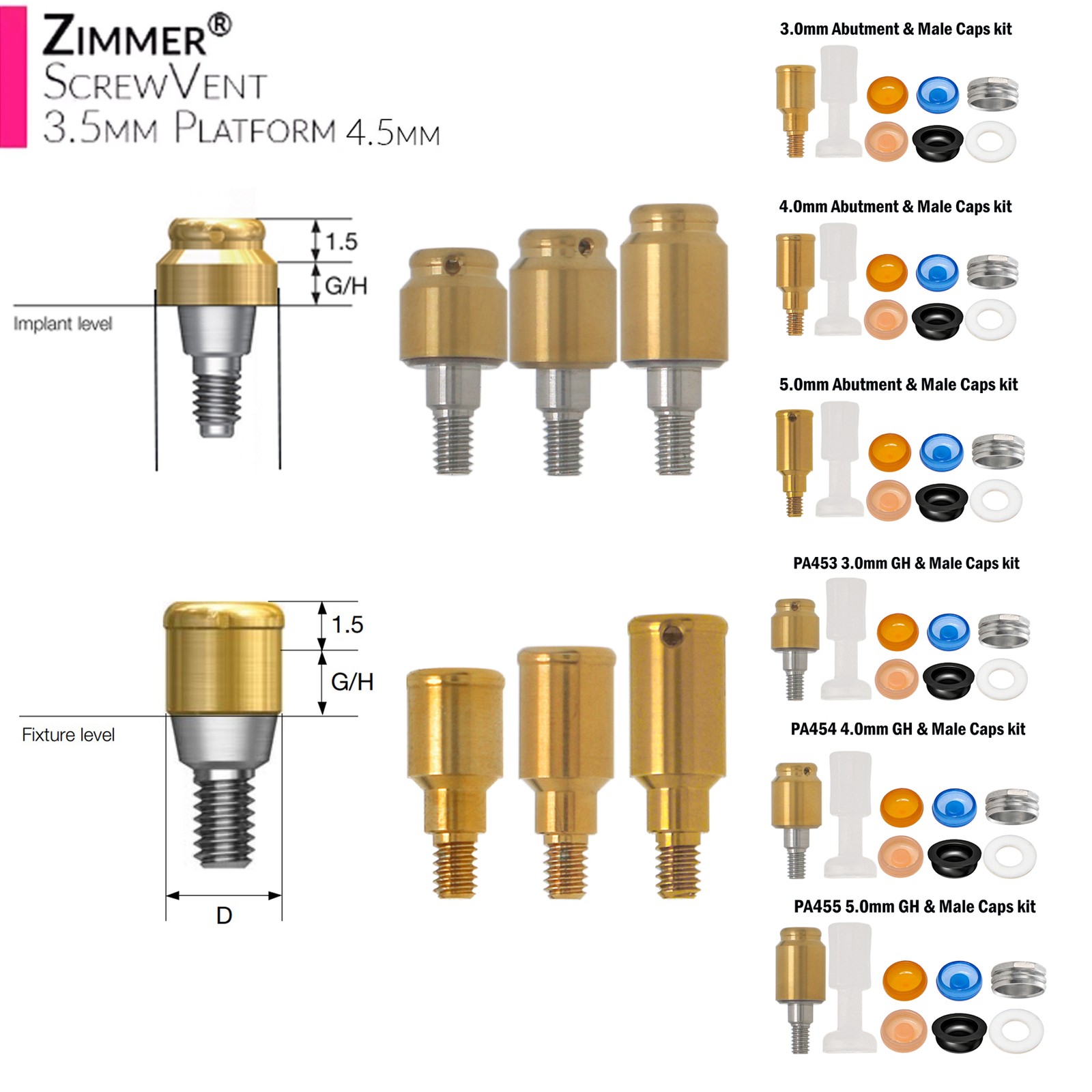 US LOCATOR Abutment Anchor for Zimmer 3.5/4.5 Platform TSV/BEGO/Cortex/Adin/MIS