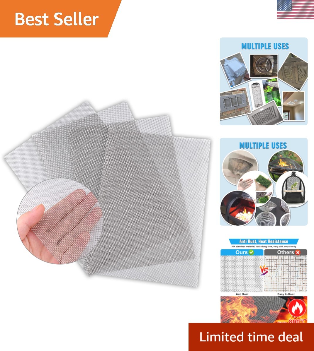Professional Quality Air Vent Mesh 11.8″X8.2″ – Easy Cut Stainless Steel Filters