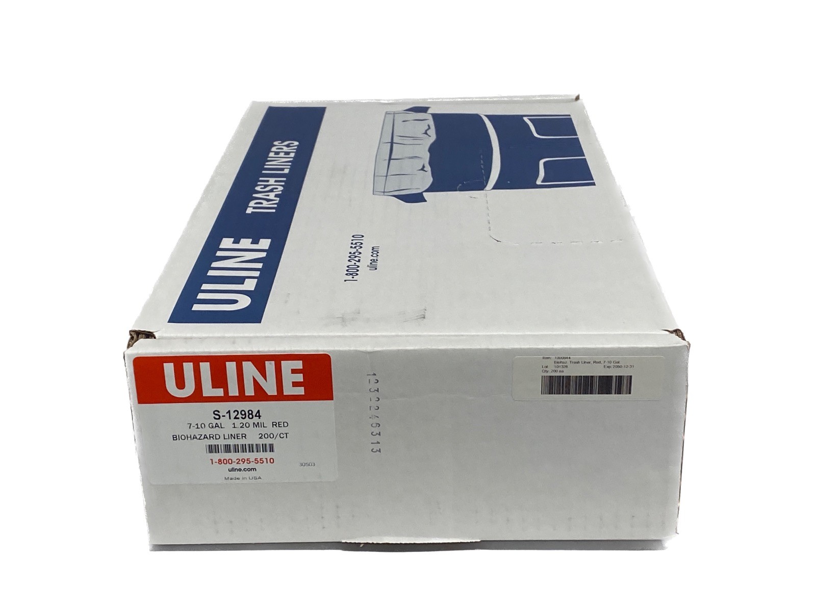 (200) ULINE 7-10 Gallon Biohazard Waste Trash Liners 1.2mil 24×23” Red S-12984