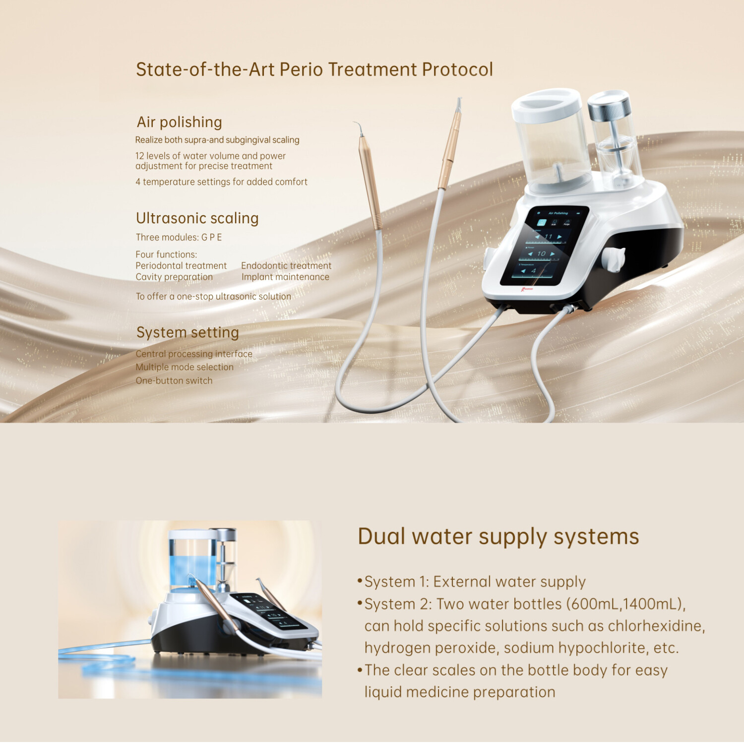 Woodpecker PT-B Dental Scaler & Air Polisher Unit Supra &Subgingival Scaling GBT