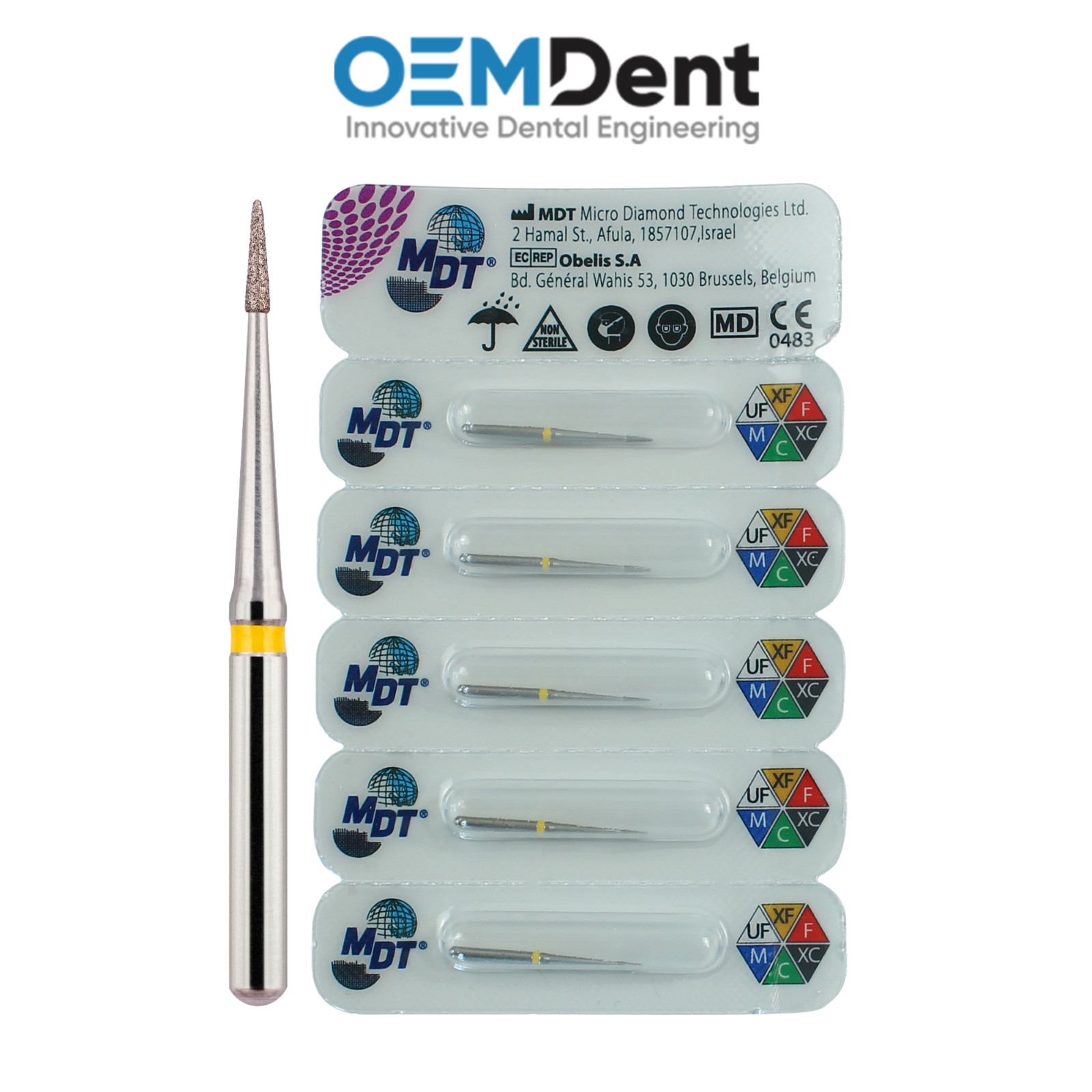MDT FG Diamond Burs Short Flame Needle Head 539 Detailing Contouring Restoration