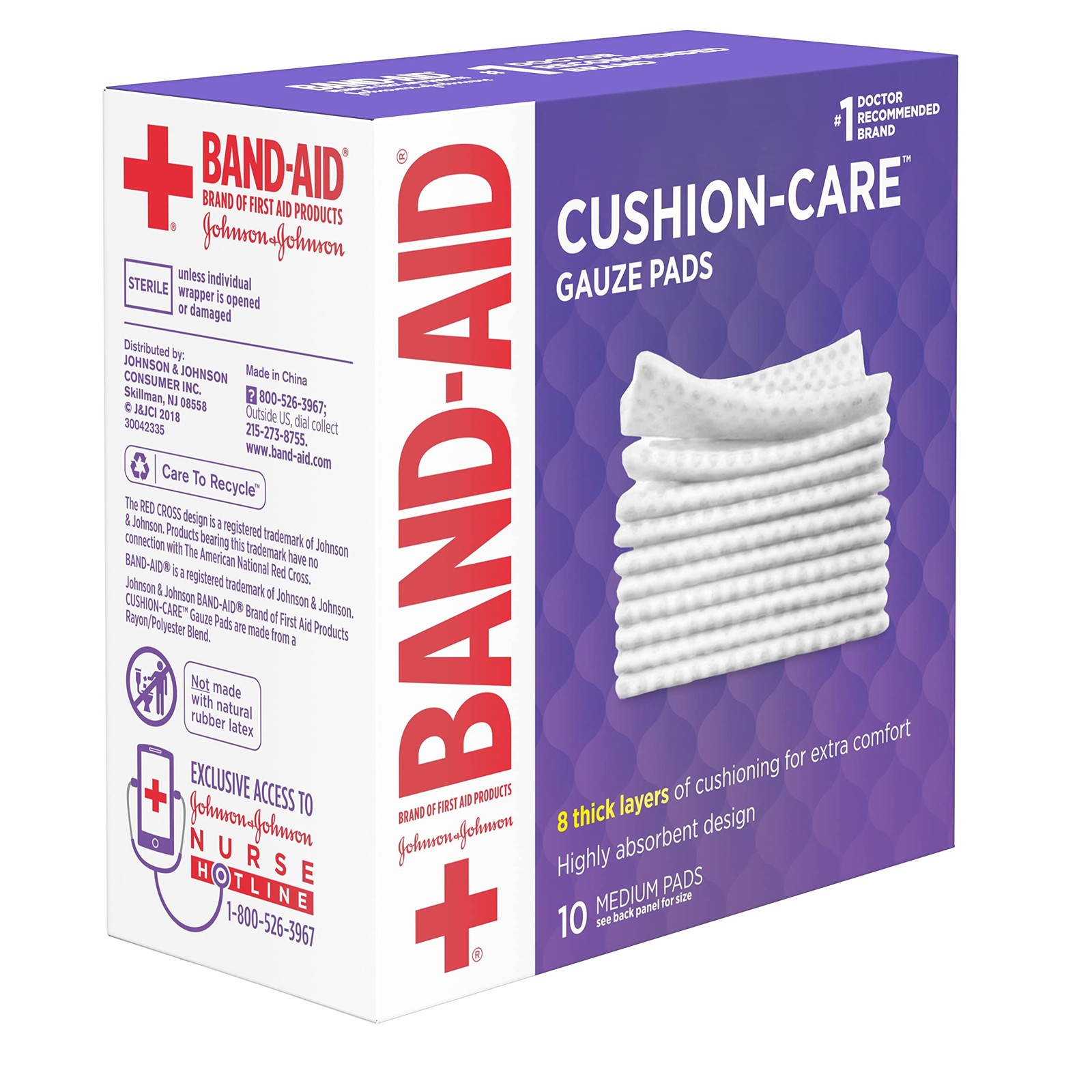 Band-Aid Brand Cushion Care Non-Stick Gauze Pads, 3×3 Inch 25ct (Pack of 10)