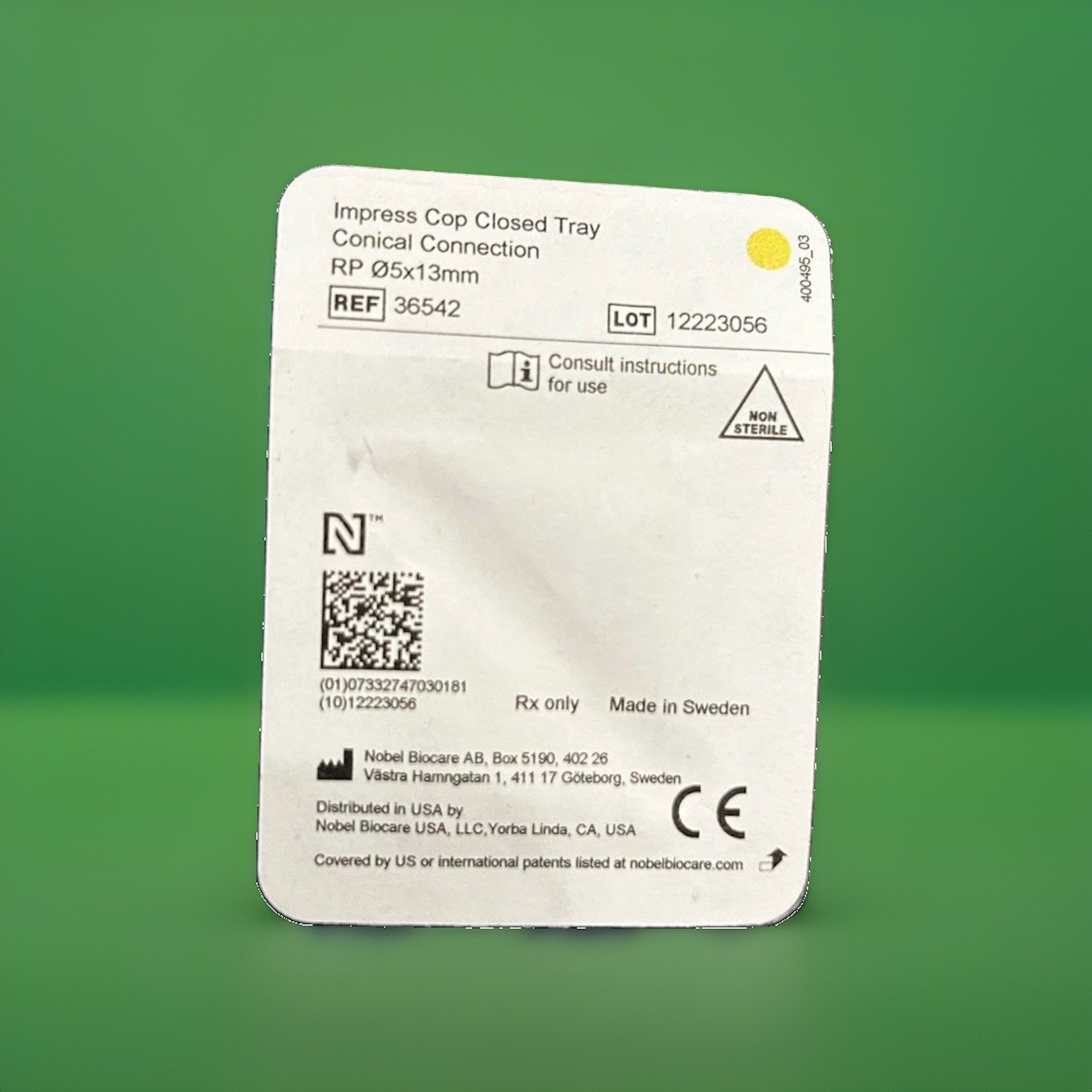 Nobel Biocare RP Conical Connection Impression Coping Closed Tray 5 X 13MM