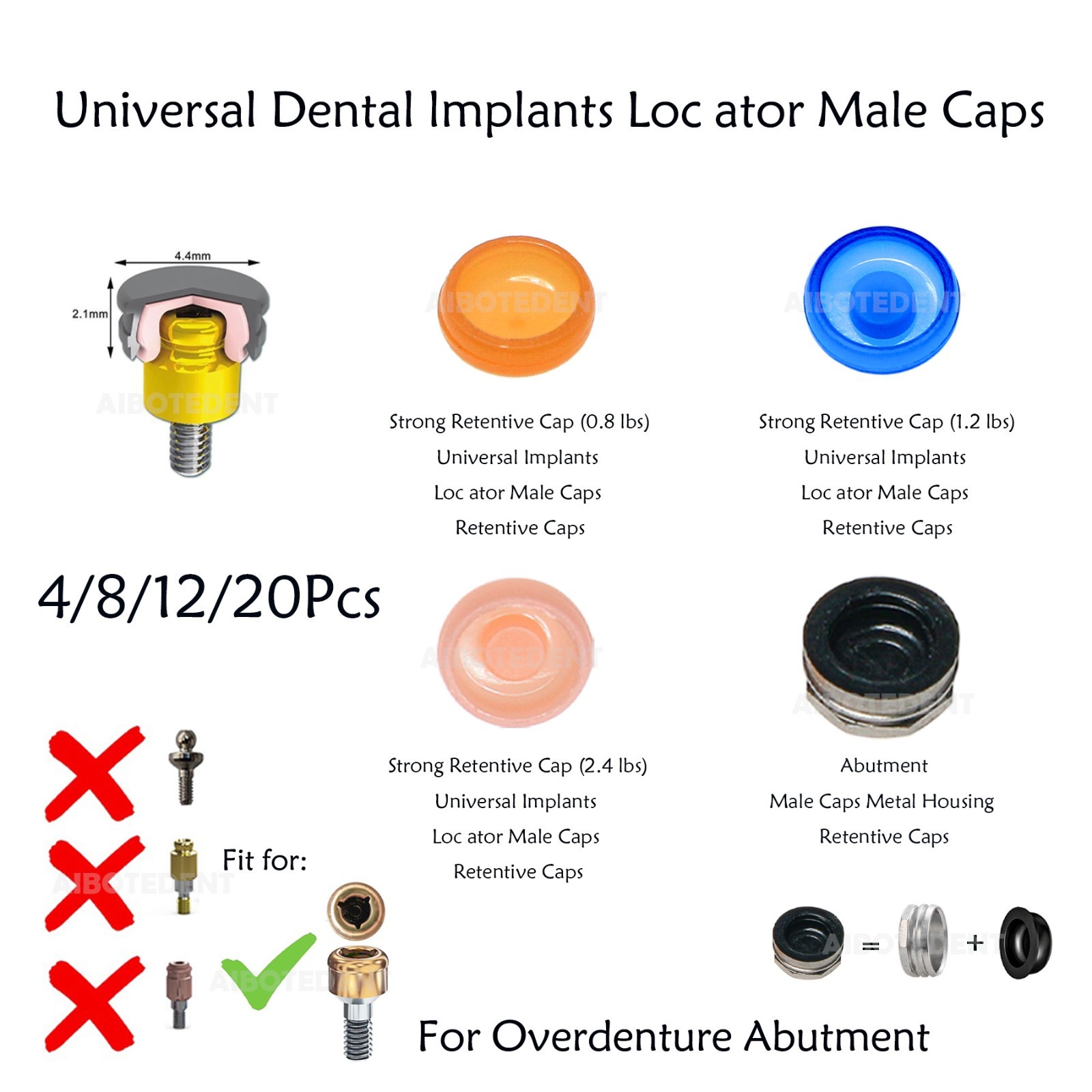 US Dental Implant Universal Retention Cap Insertion Locator Extraction Core Tool