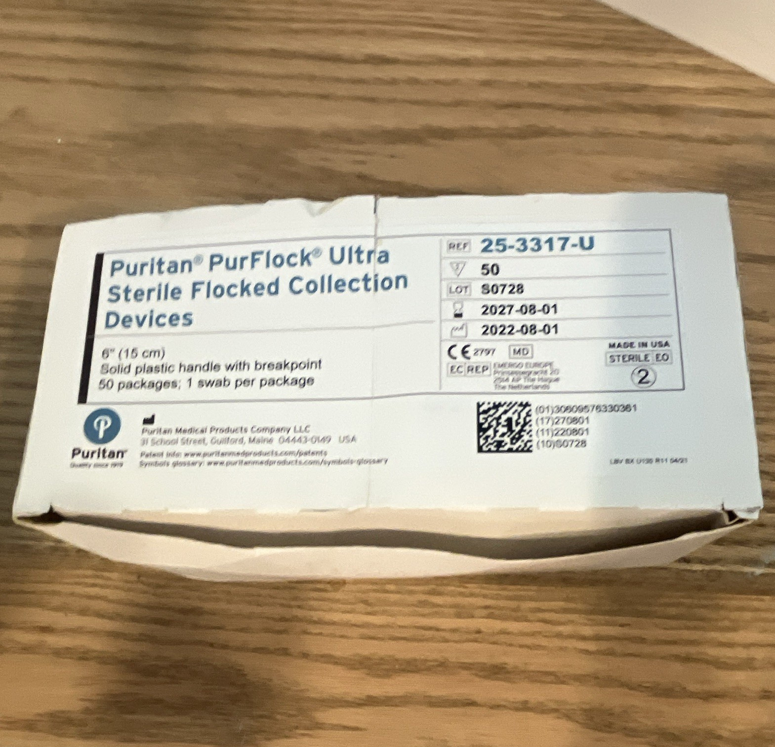 Puritan PurFlock Ultra Sterile Flocked Swabs 6in 50ct 25-3317-U