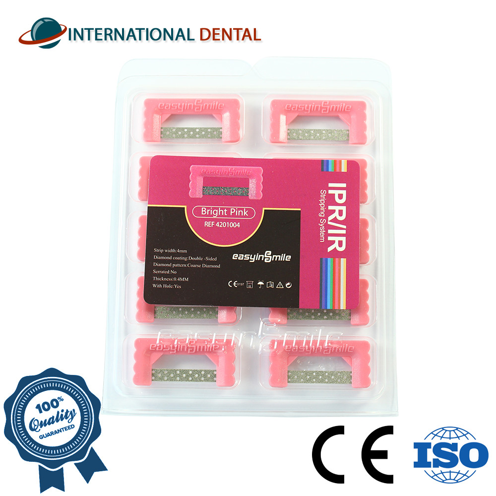 Dental Orthodontic EasyinSmile Widener Bright Pink IPR Strips Set 10pcs 4mm
