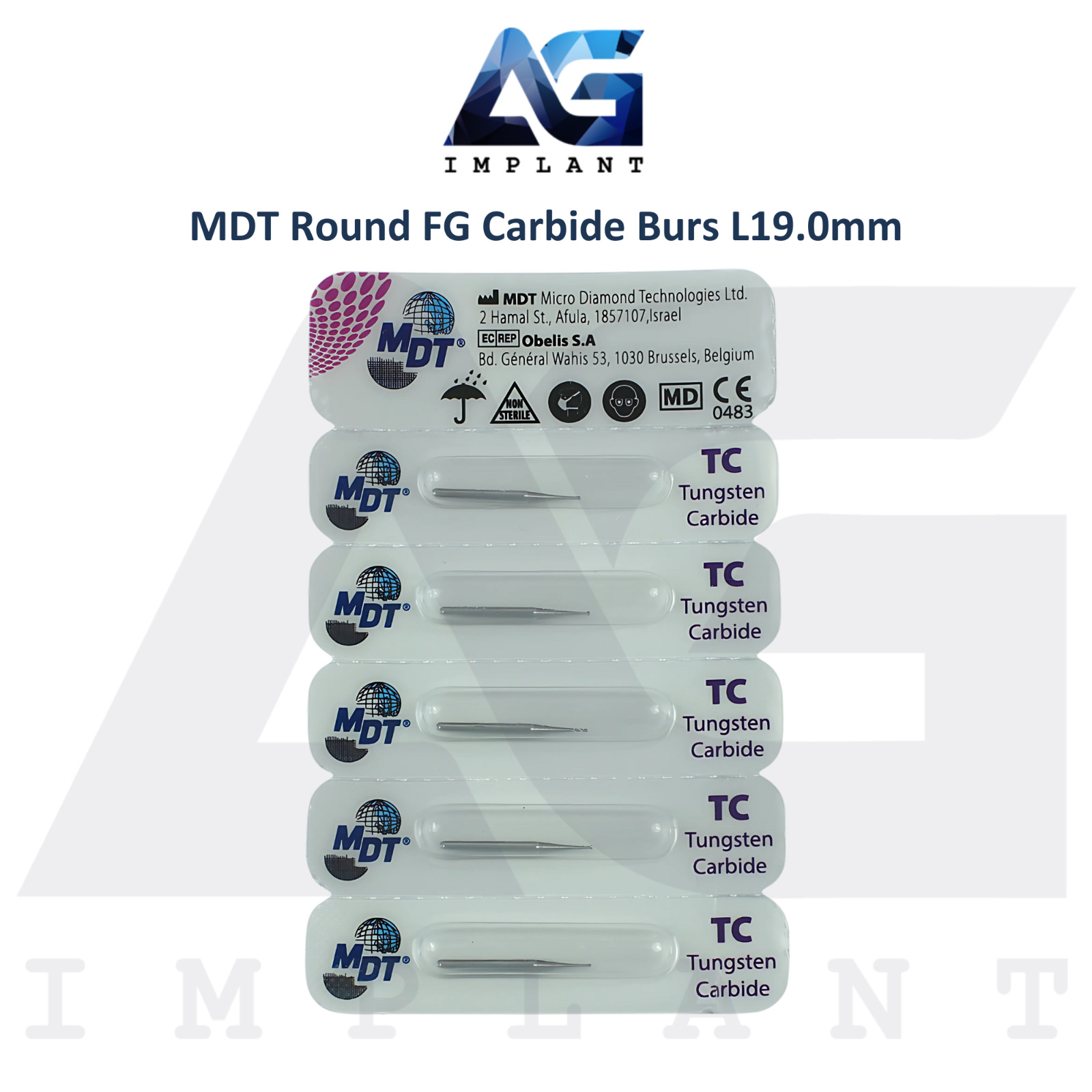 Dental MDT Round FG Carbide Burs L19.0mm Caries Removal Cavity Preparation