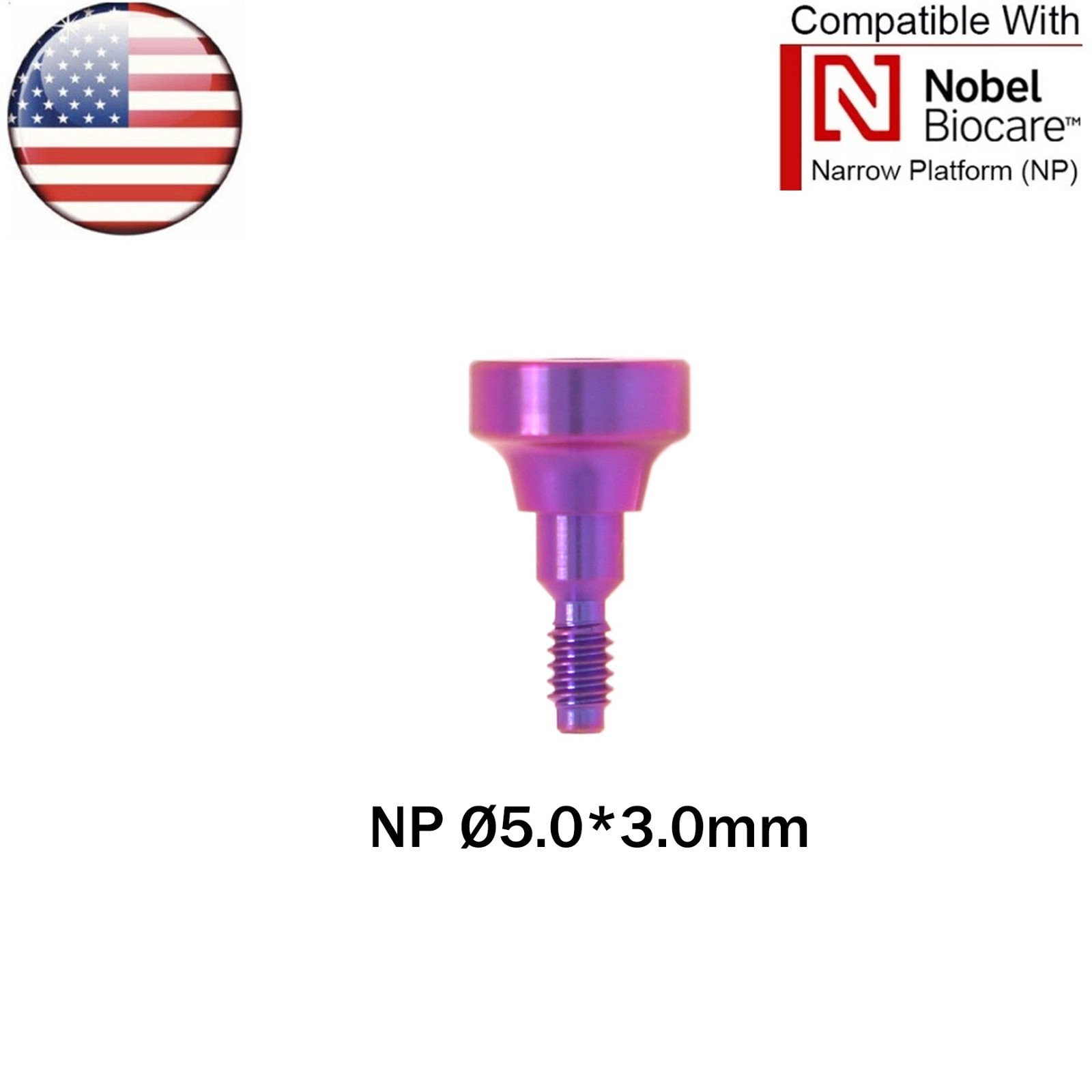 US NOBEL Dental Healing Abutment Caps Fit Nobel Active NP ∅3.6/5.0mm H3/5/7mm