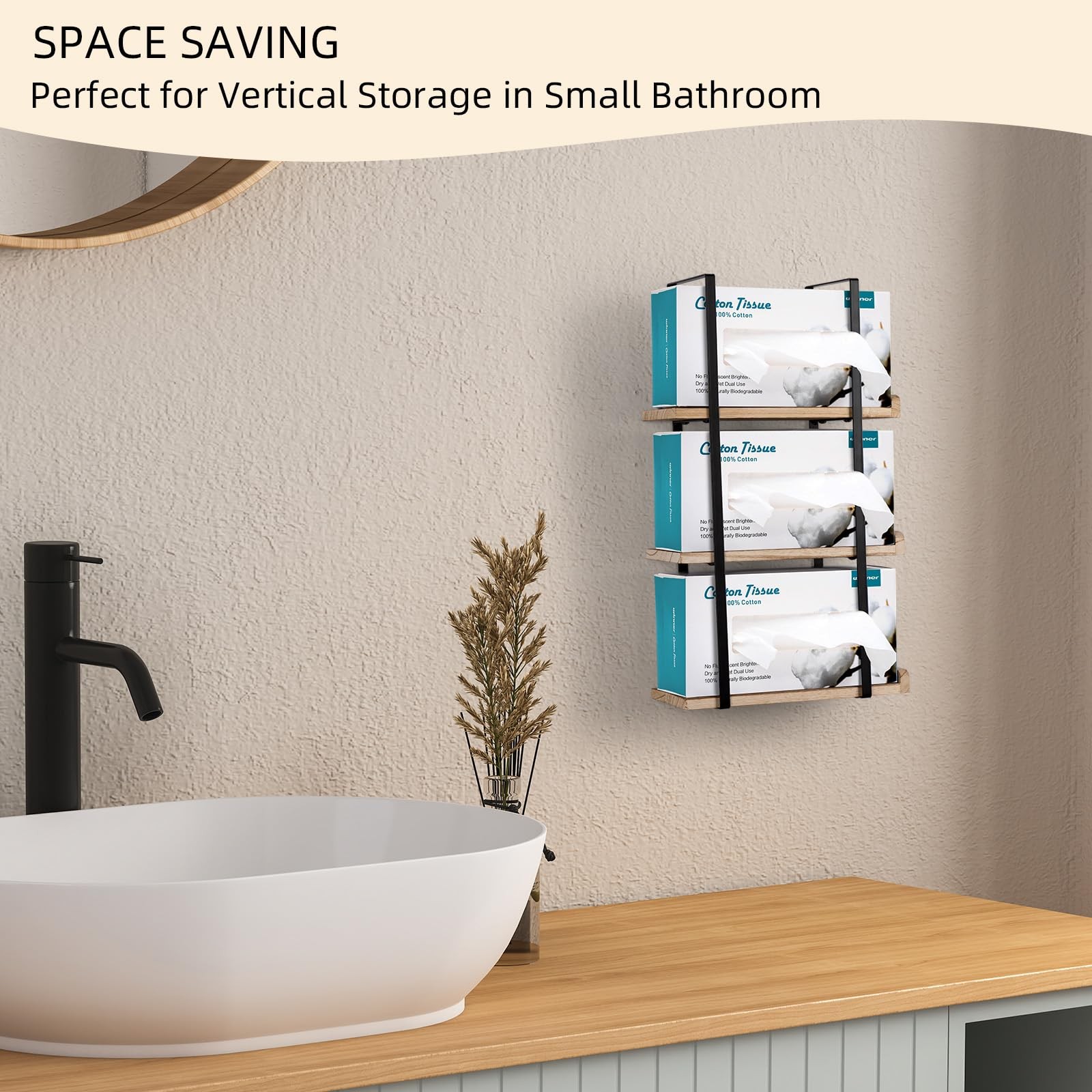 Giftormous Glove Holder Dispenser for Wall Mount Wooden Large, Wood and Black