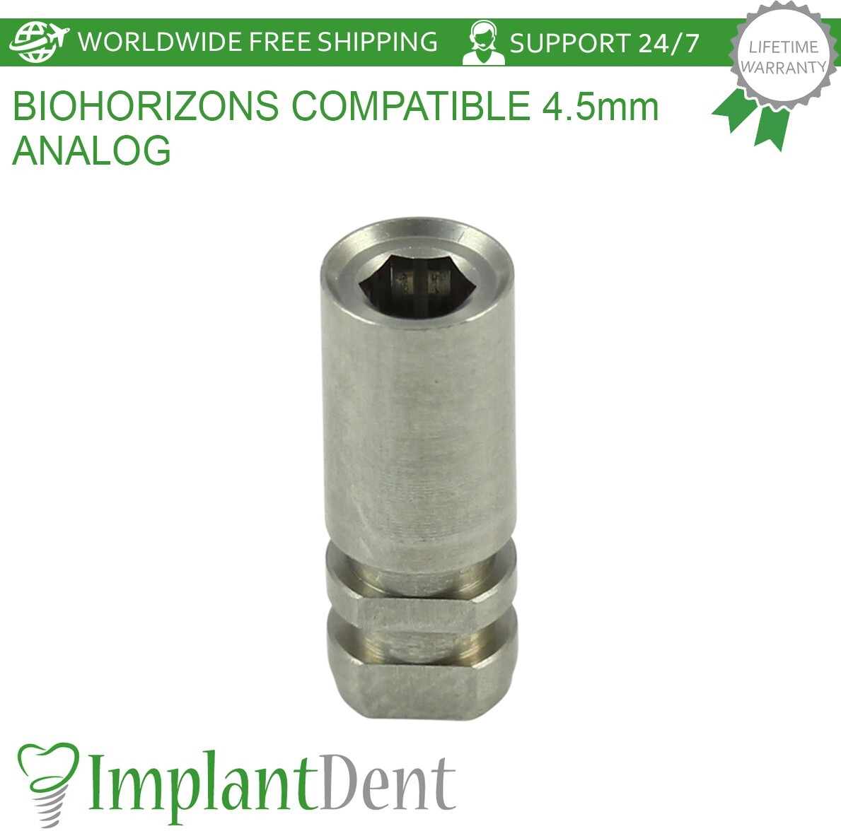 5x Dental Fixture Analog 4.5mm Compatible Stainless Steel Tool Int Hex