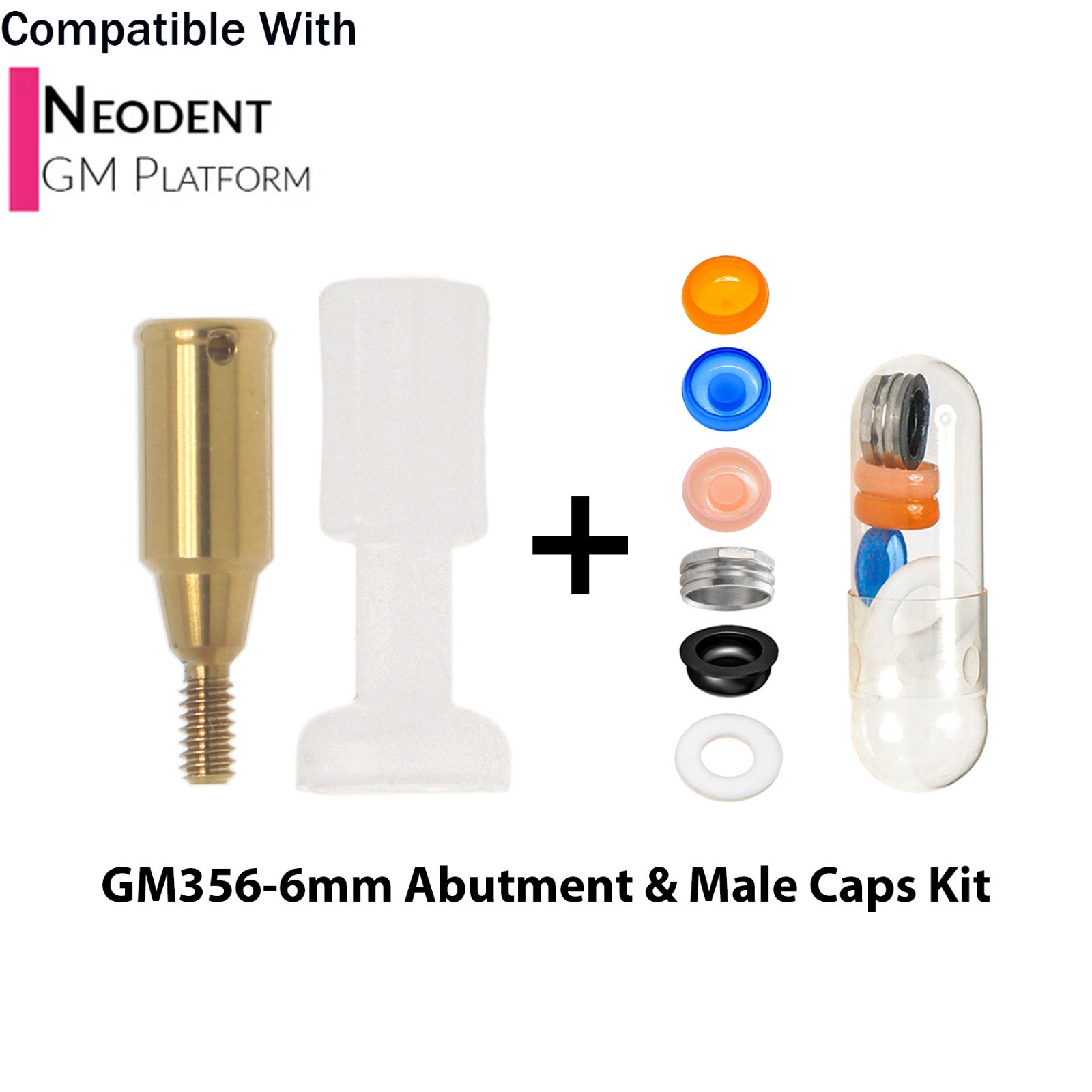 Dental Overdenture Locator Abutment 1-6mm & Male Cap Kit For NEODENT GRAND MORSE