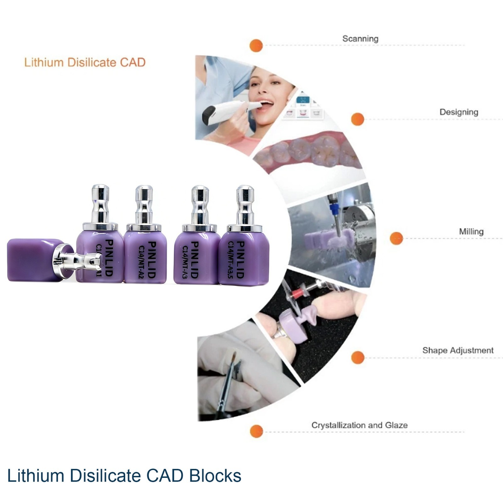 Dental Emax Ceramic Block C14 MT Lithium Disilicate CAD/CAM CEREC Block 5Pcs/box