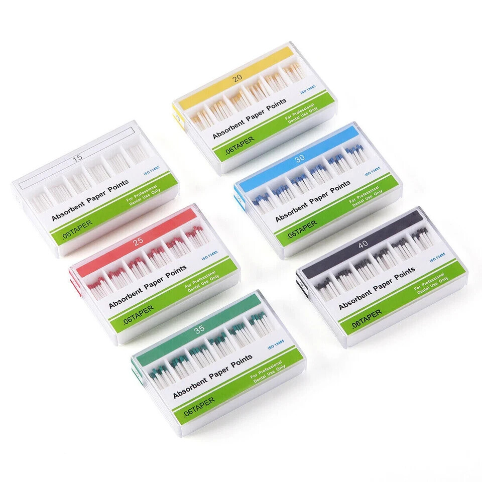 Dental Endo Gutta Absorbent Paper Points Fiber Taper 0.02/0.04/0.06 15#-40#