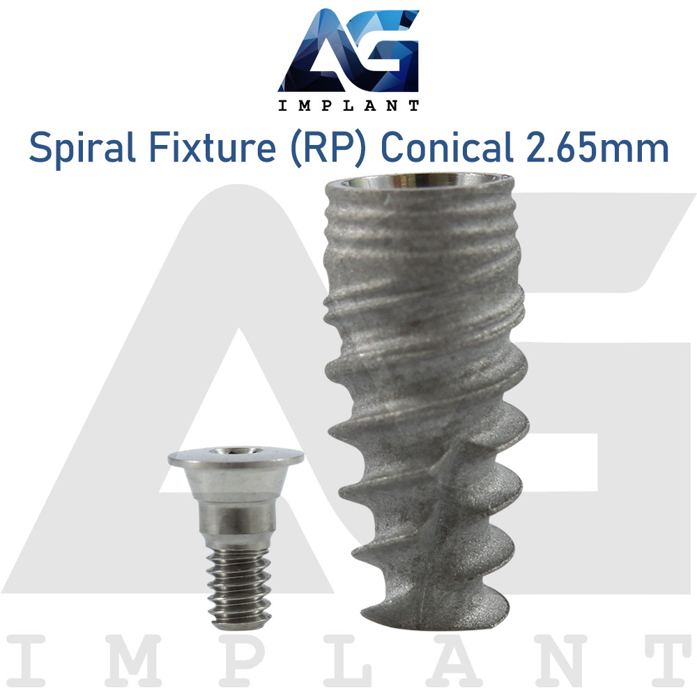 10 Spiral Fixture Regular Platform (RP) Conical Connection Hex 2.65mm Dental SLA