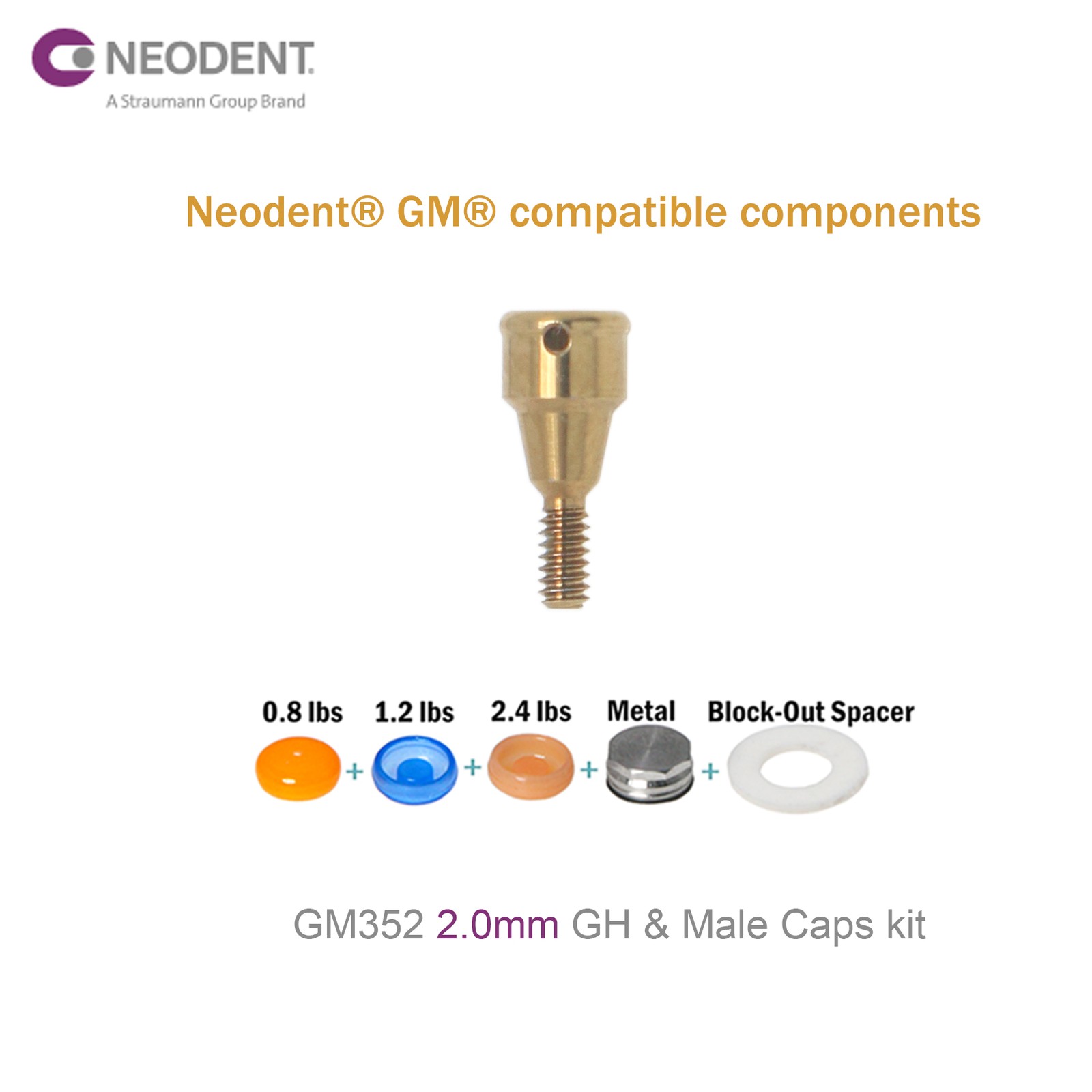 Locator Overdenture Abutment & Male Caps Kit for Neodent GRAND MORSE GM Tools