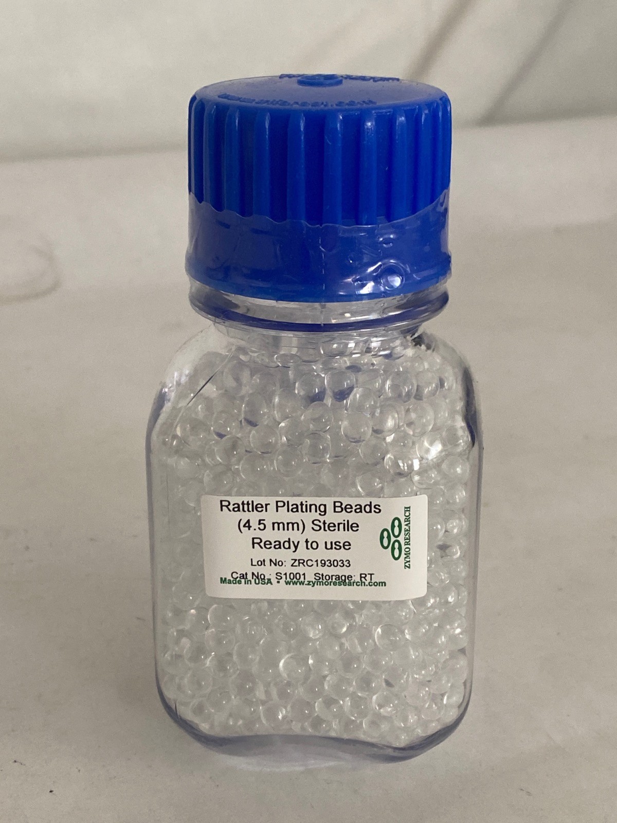 ZYMO 4.5mm Glass Rattler Plating Beads Autoclavable 230g/Bottle S1001